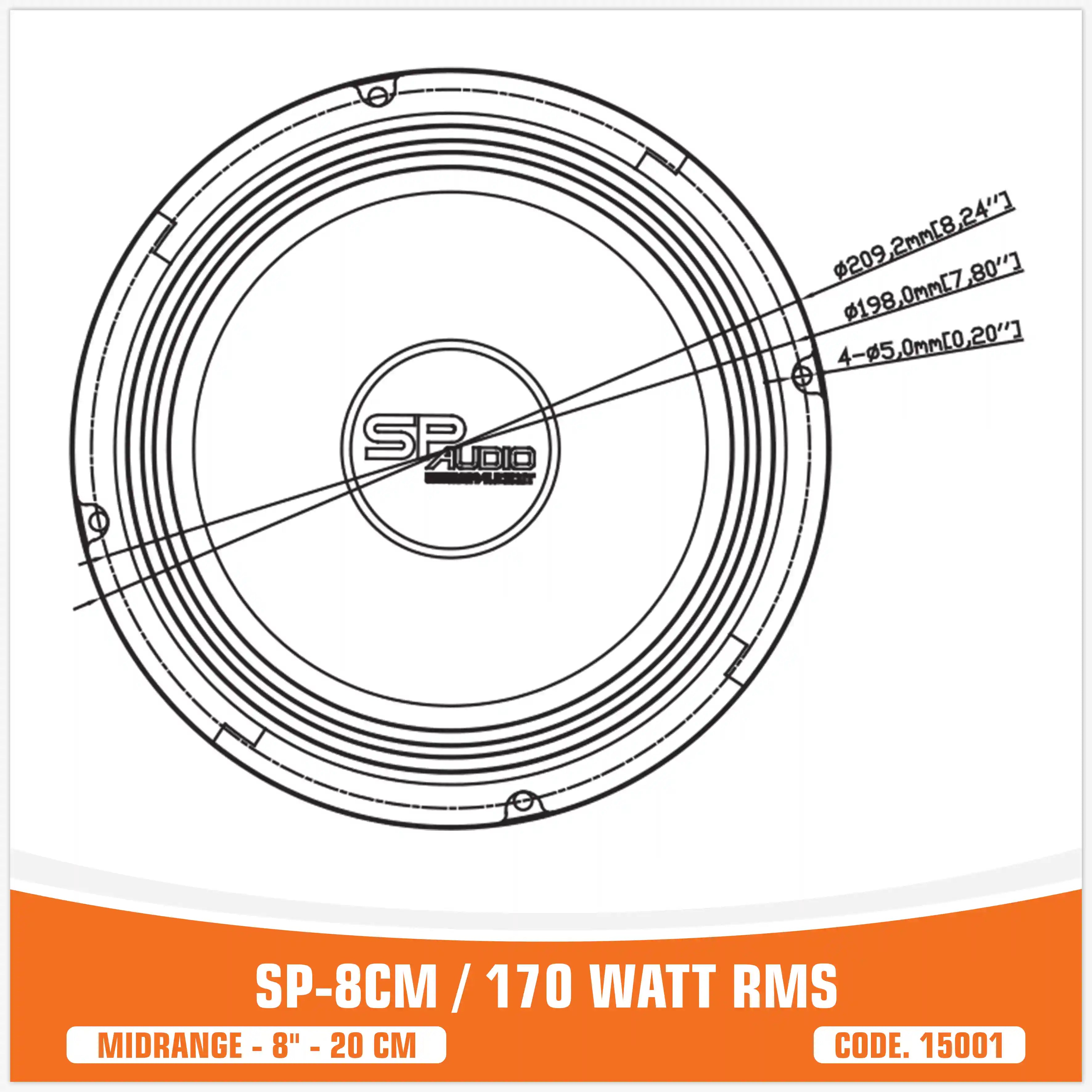 SP 8CM MIDRANGE IL PIù VENDUTO 8"/20CM 150W RMS (PREZZO COPPIA)