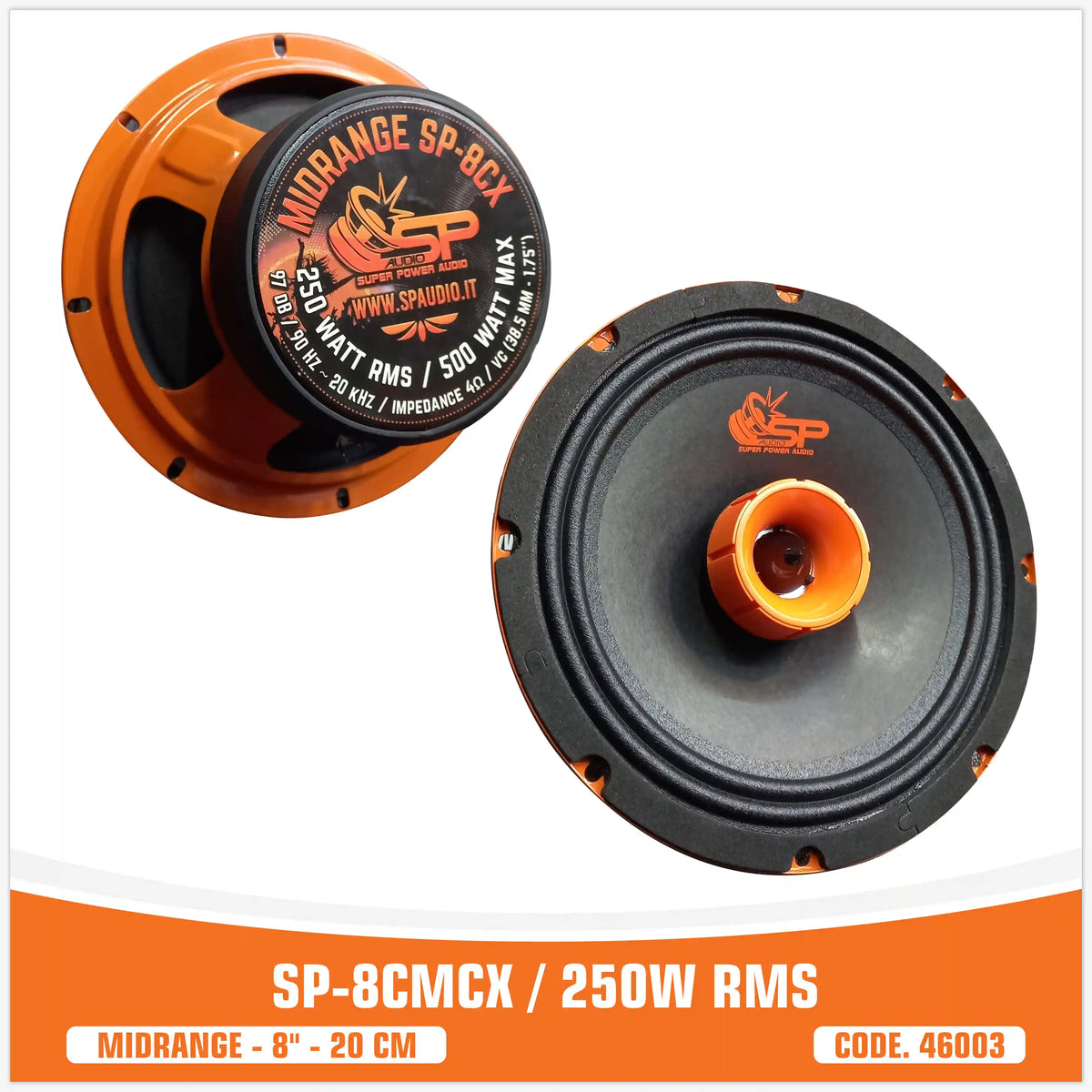 SP 8CM CX coaxial midrange with tweeter 8"/20 cm 250W RMS - SP Audio, front view