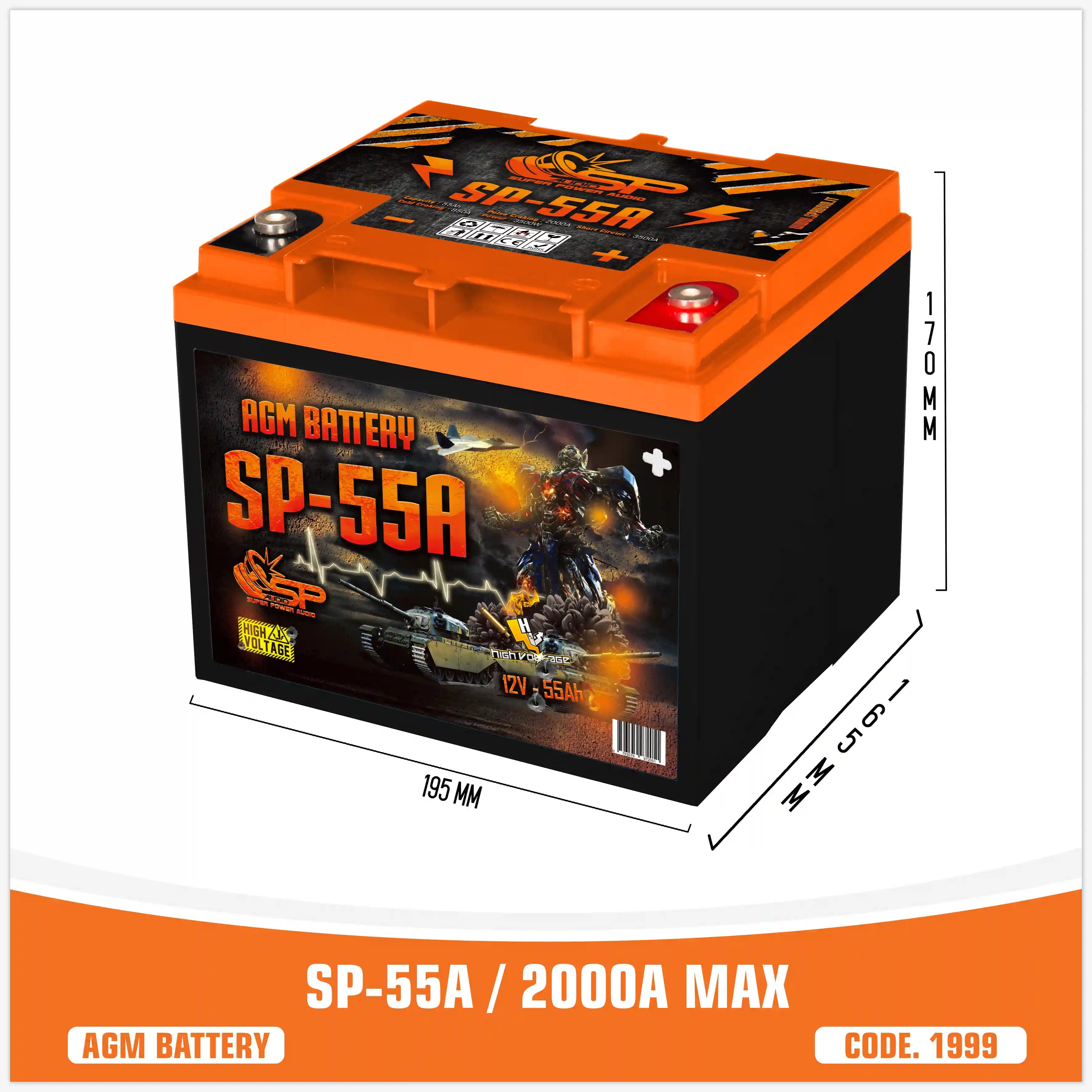 SP 55A AGM BATTERIA LUNGA DURATA (PREZZO UNITARIO)