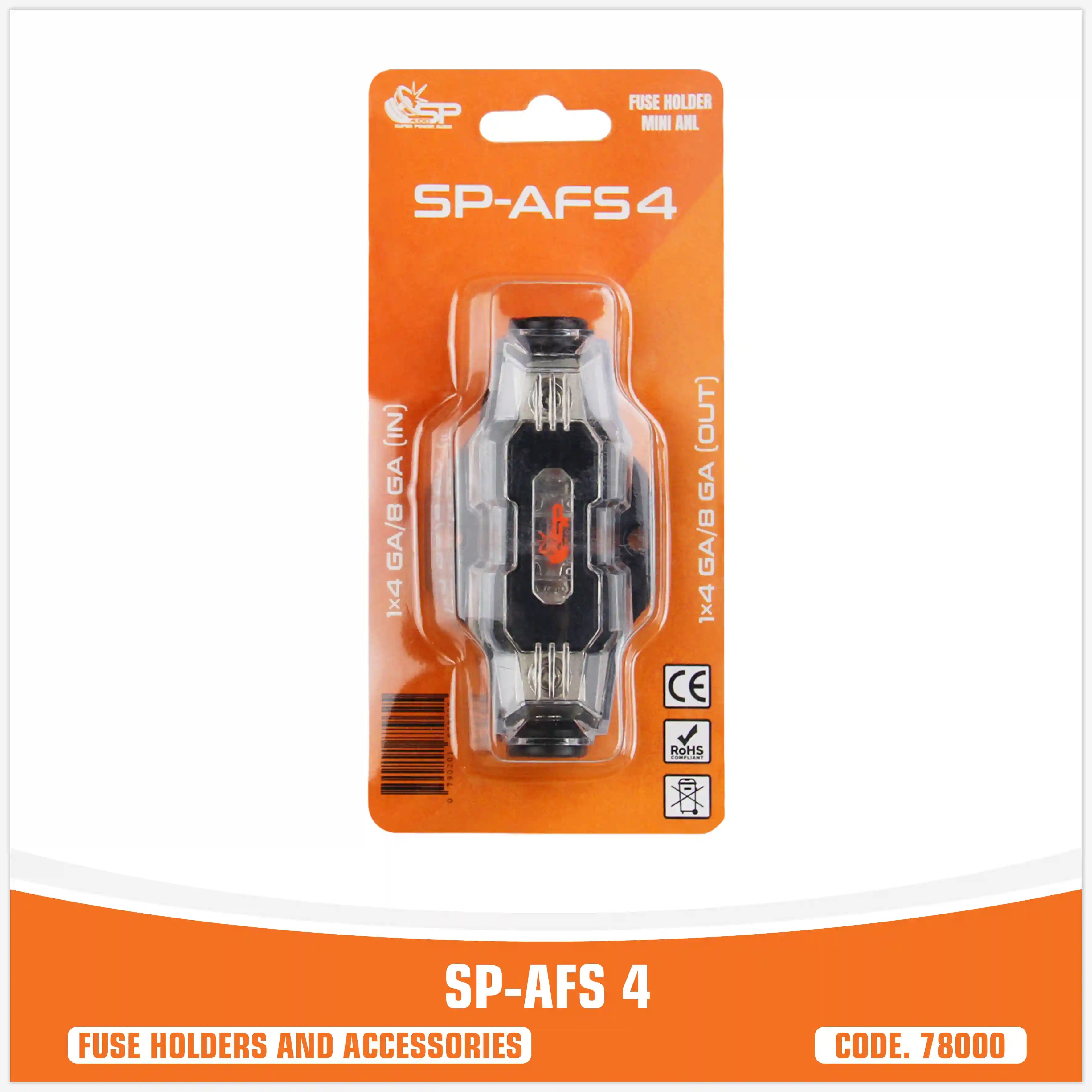 SP AFS4 PORTAFUSIBILE MINI ANL 1x4GA/8GA IN + 1x4/8 GA OUT