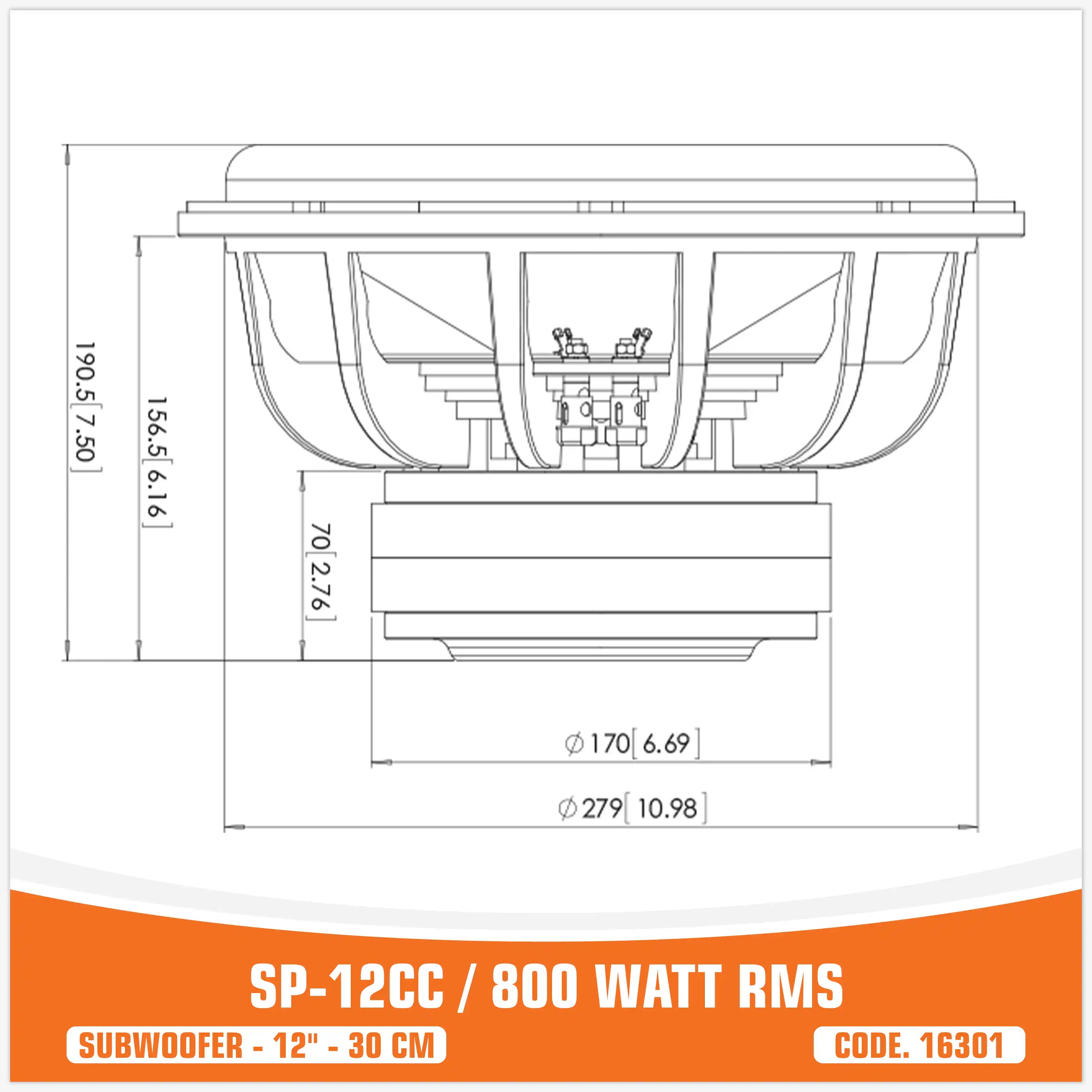 SP 12CC SUBWOOFER 12"/30CM 800WATT RMS (PREZZO UNITARIO)