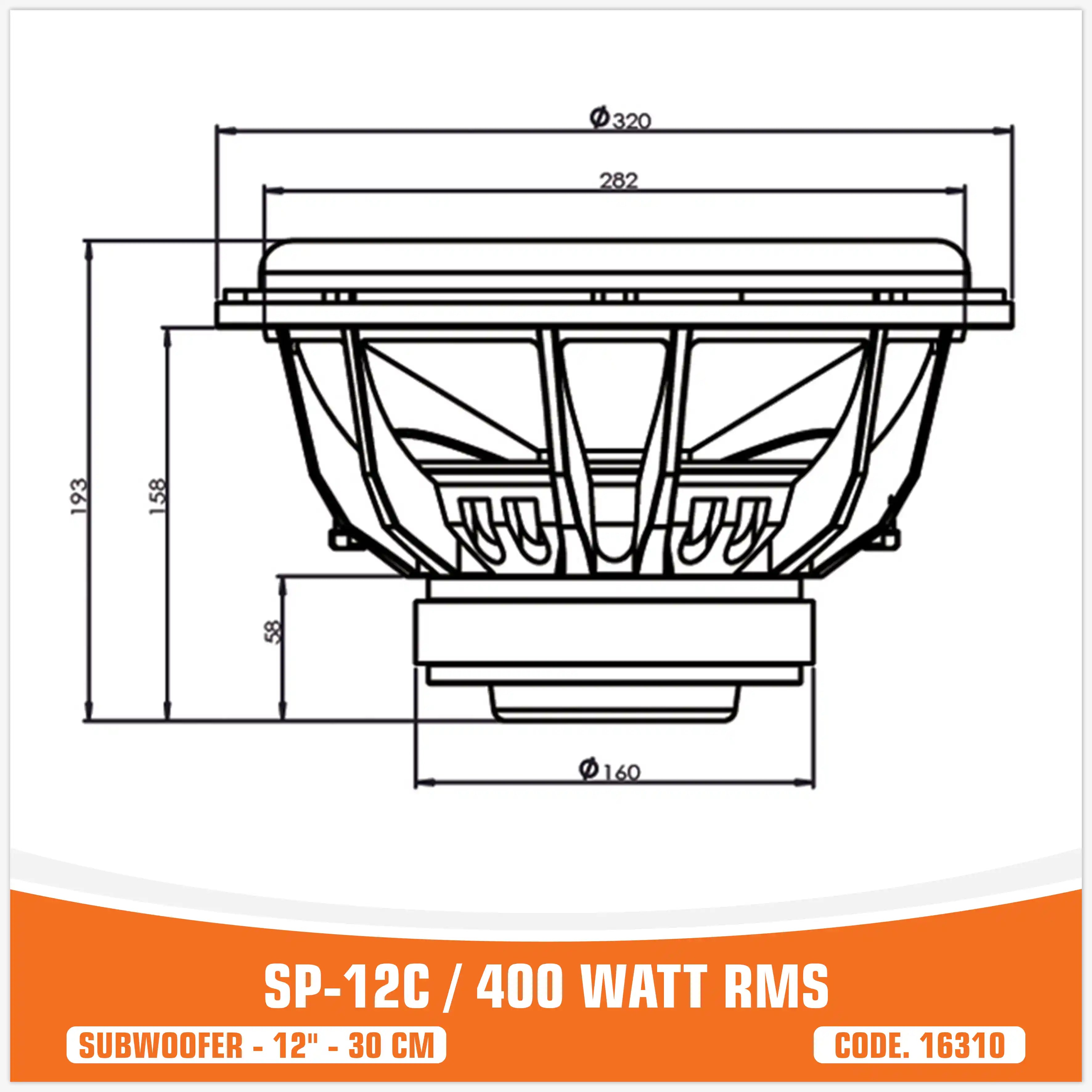 SP 12C SUBWOOFER 12"/30CM 400WATT RMS (PREZZO UNITARIO)