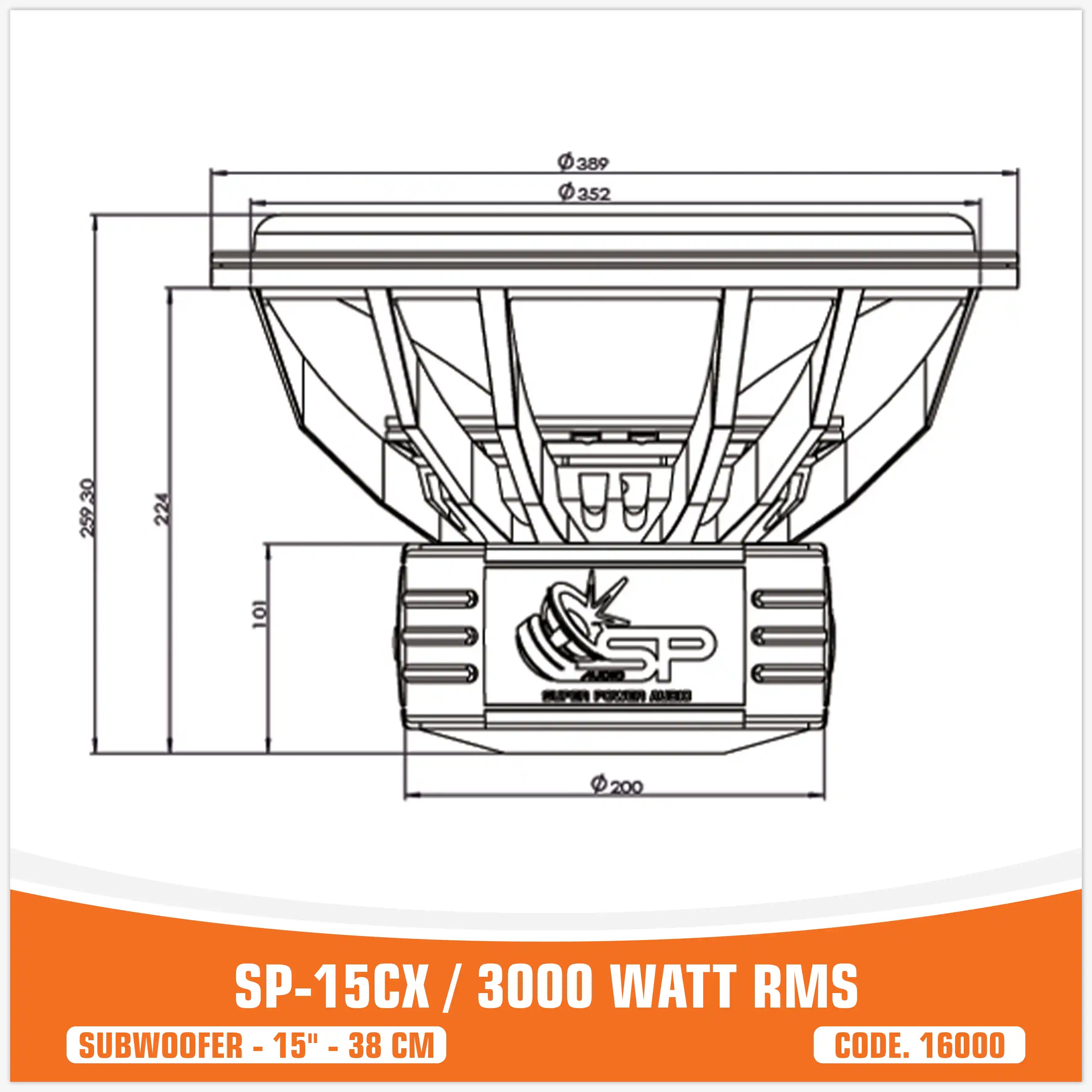 SP 15CX SUBWOOFER 15"/38CM 3000WATT RMS (PREZZO SINGOLO)