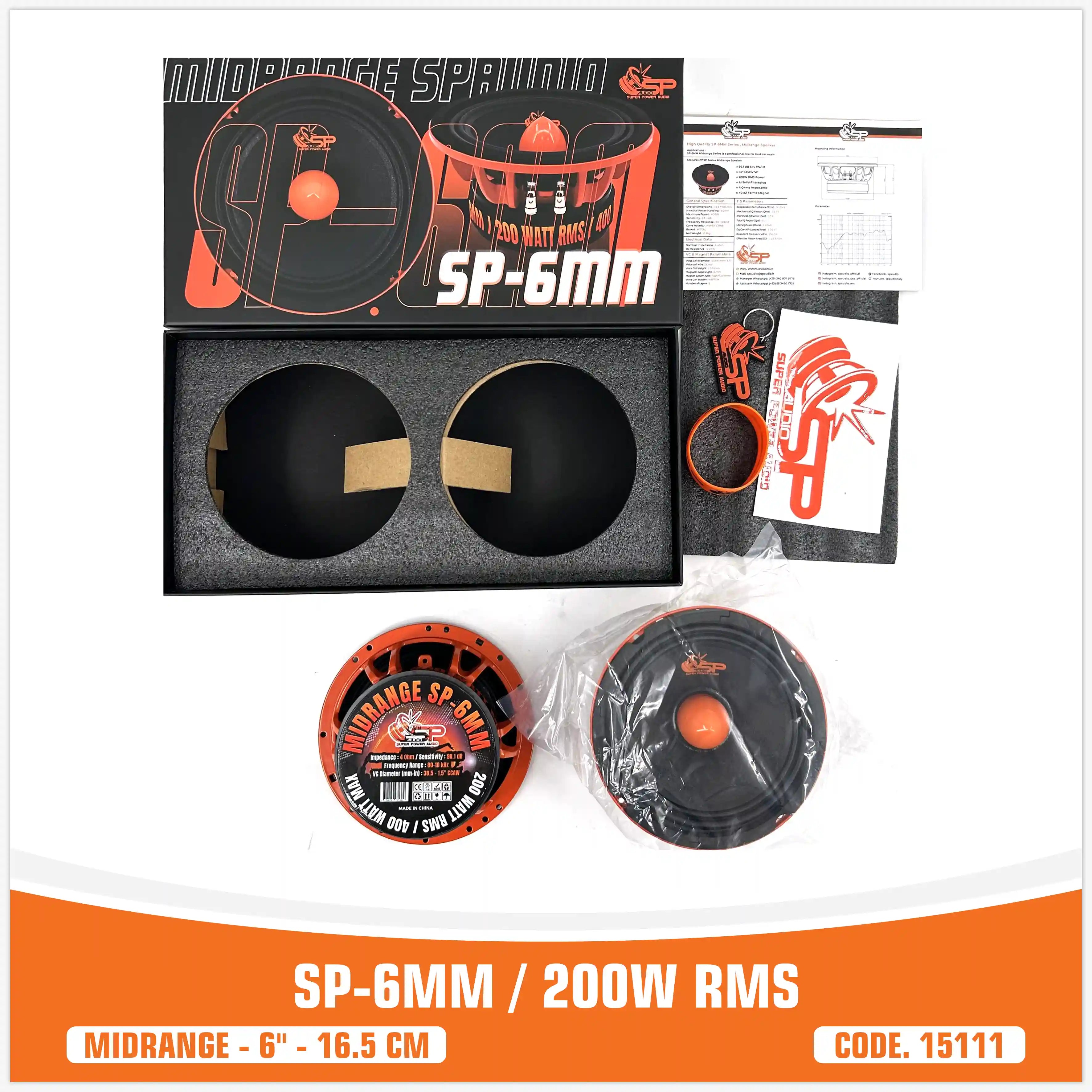 SP 6MM MIDRANGE EXTREME 6,5"/16,5CM 200W RMS (PREZZO A COPPIA) NUOVO MODELLO 2025