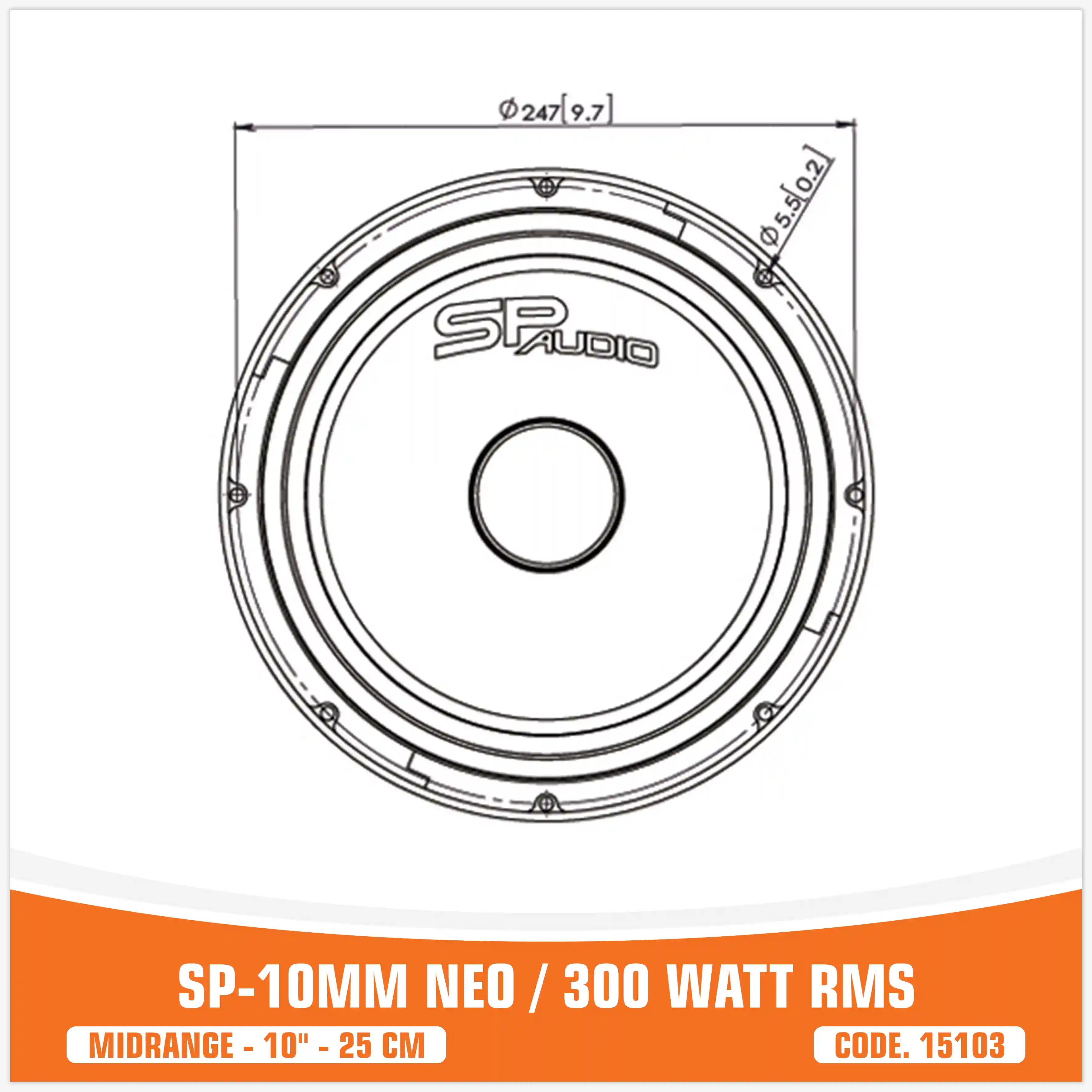 SP 10MM NEO MIDRANGE ESTREMO 10"/25CM MAGNETE NEODIMIO 300W RMS (PREZZO UNITARIO)