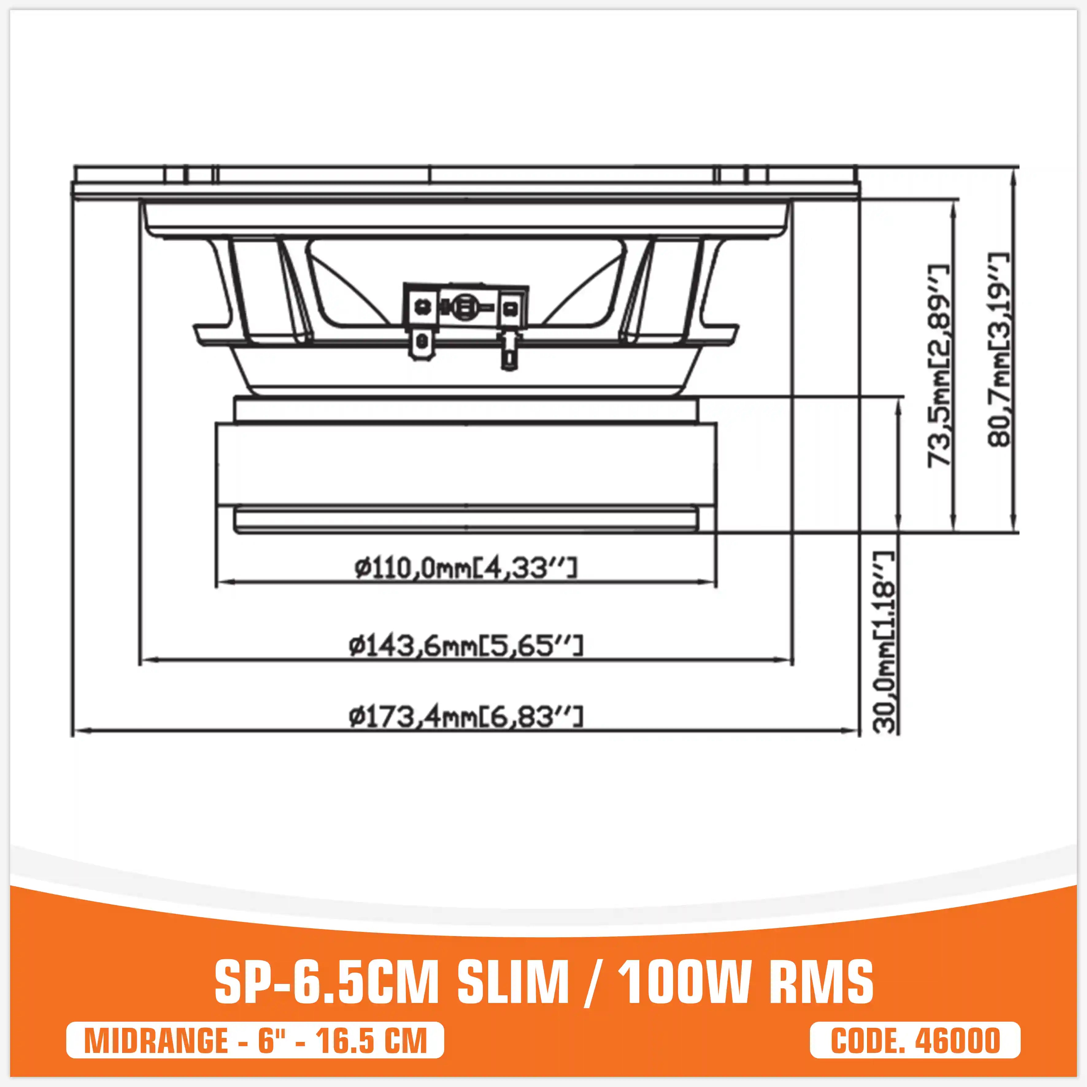 SP 6.5CM SLIM MIDRANGE SUPER BASSO 6,5"/16,5CM 100W RMS (PREZZO COPPIA)