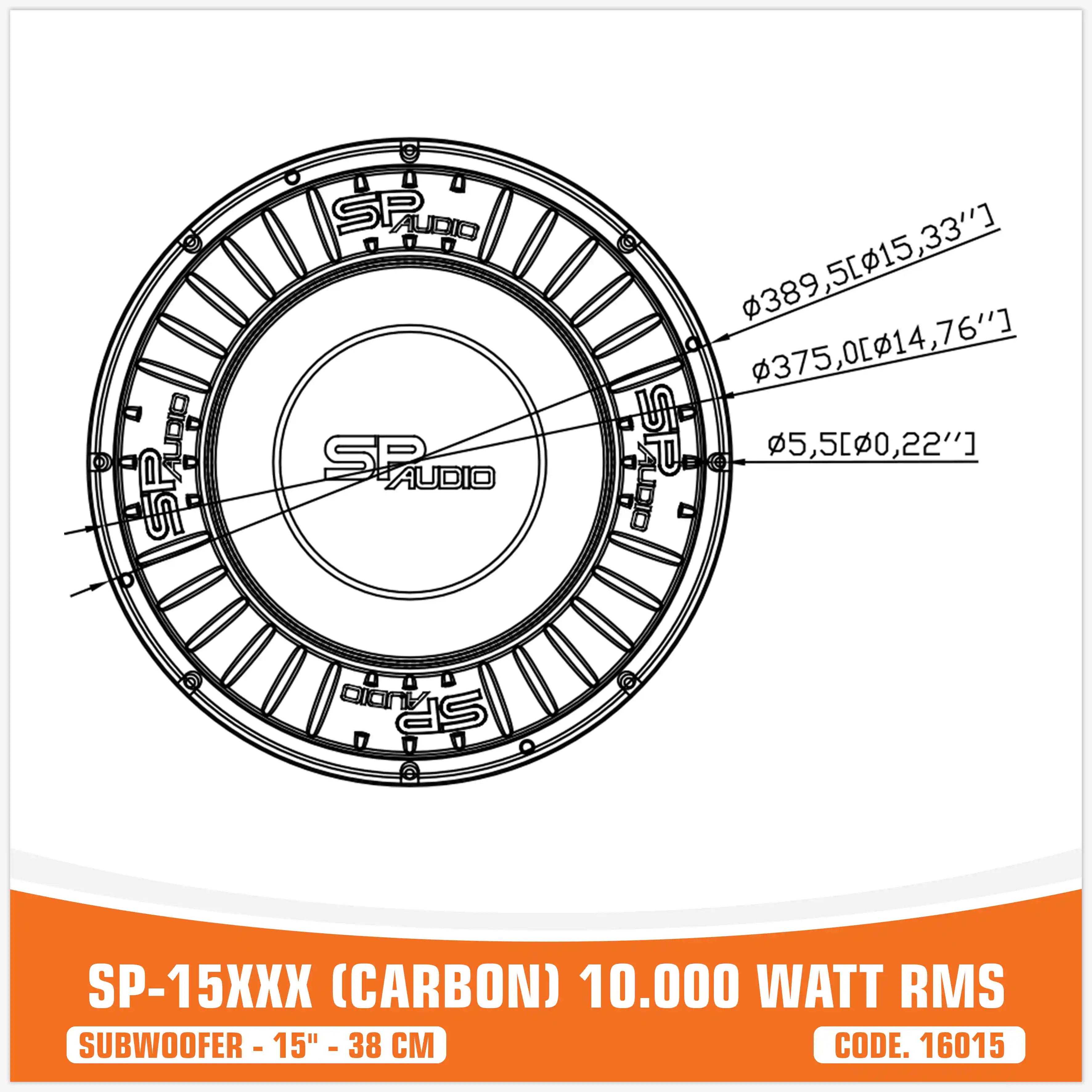 SP15XXX SUBWOOFER FIBRA DI CARBONIO 15"/38 CM 10000W RMS (PREZZO UNITARIO)