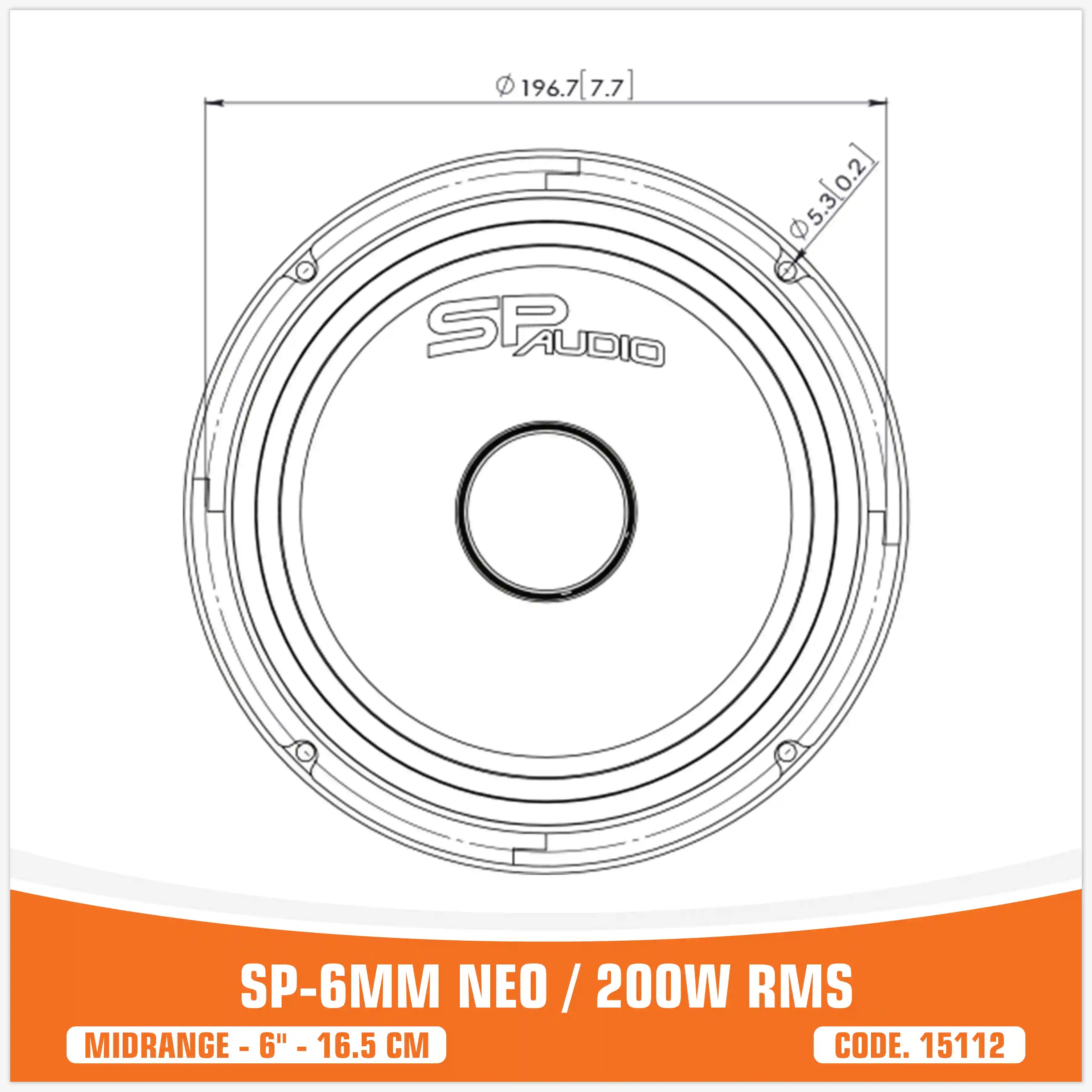SP 6MM NEO MIDRANGE ESTREMO 6,5"/16,5CM MAGNETE NEODIMIO 200W RMS (PREZZO SINGOLO)