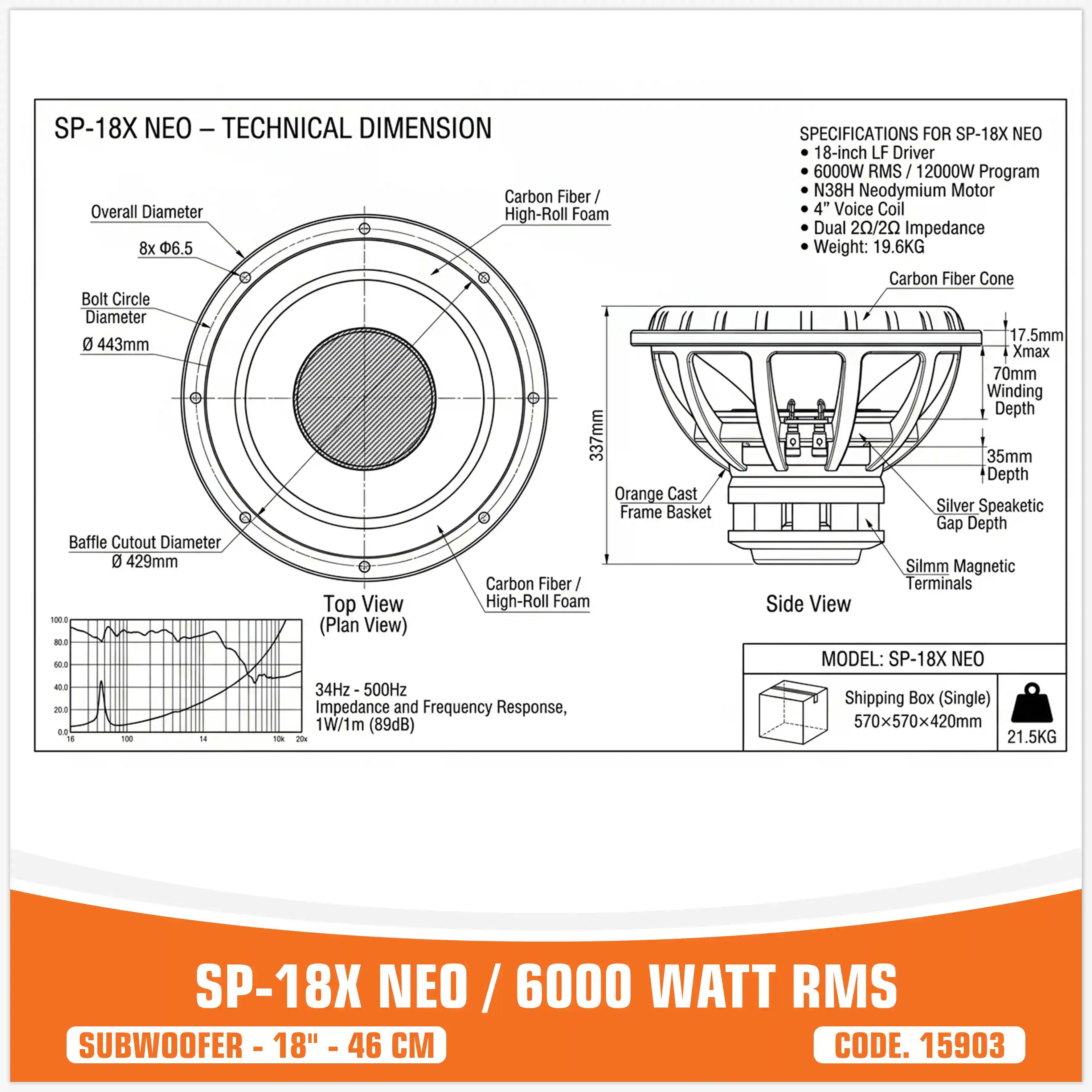 SP-18X NEO . 6000 WATT RMS (PRICE UNIT)