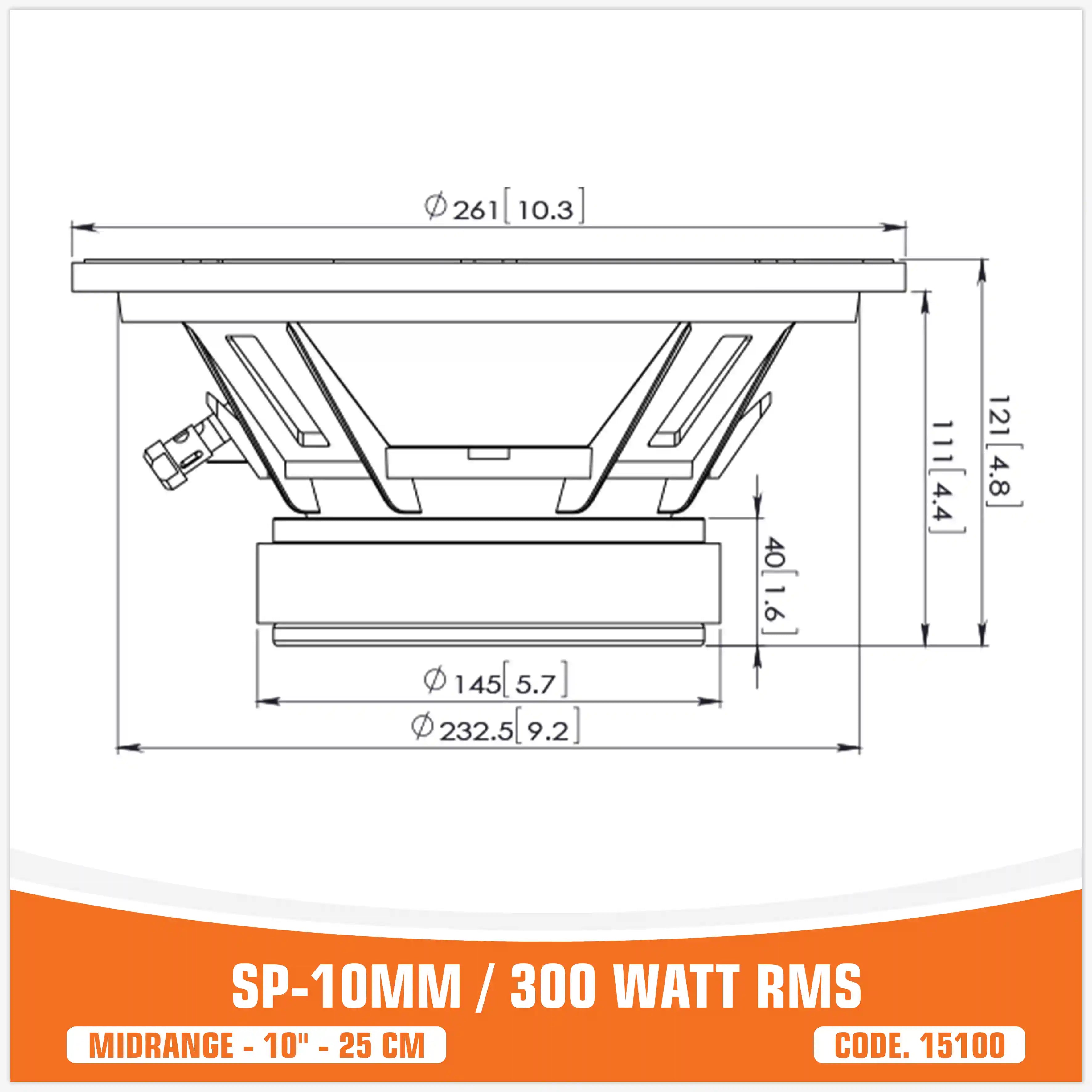 SP 10MM MIDRANGE ESTREMO 10"/25CM 300W RMS (PREZZO UNITARIO)