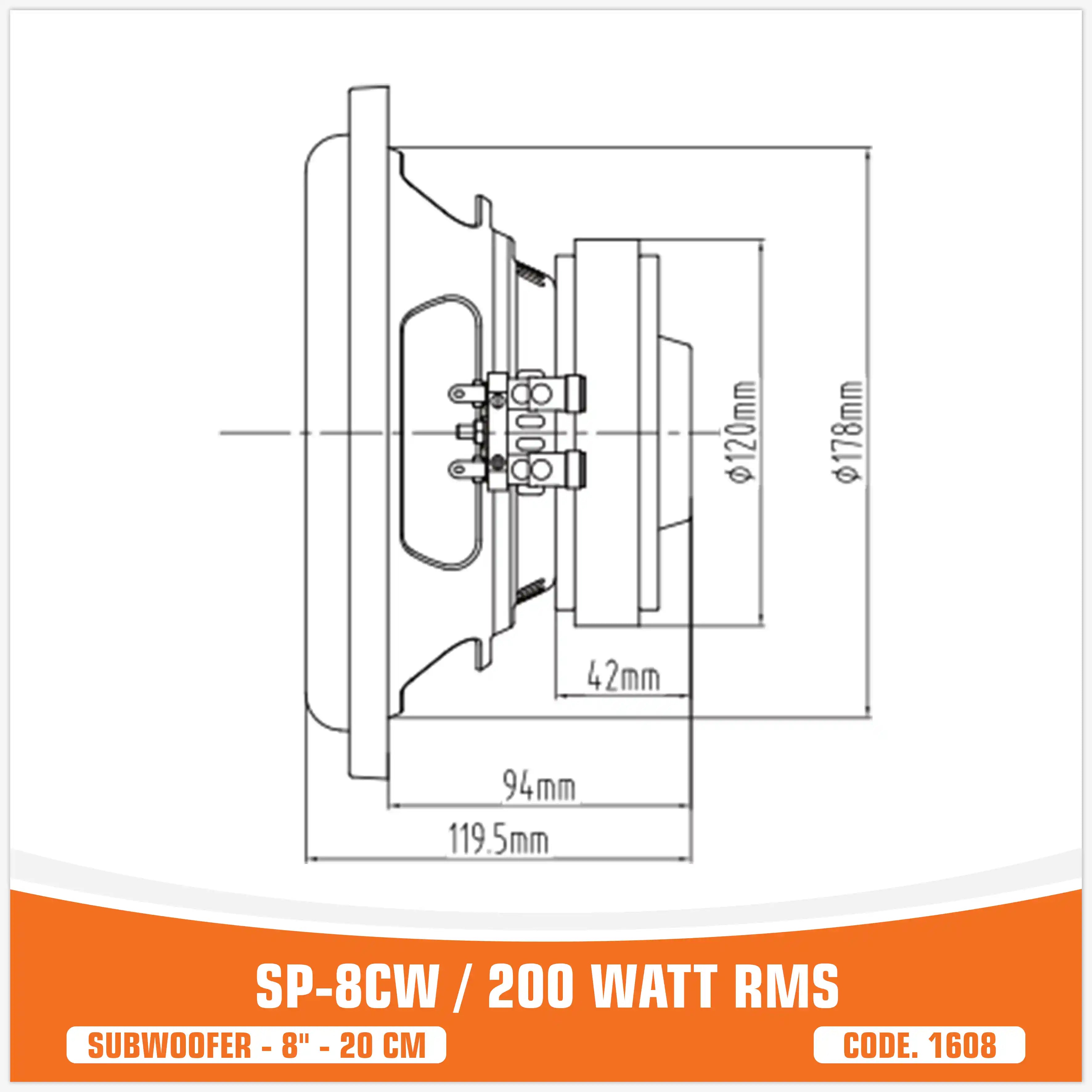 SP 8CW MIGLIOR PREZZO SUBWOOFER 8"/20CM 200WATT RMS (PREZZO SINGOLO)