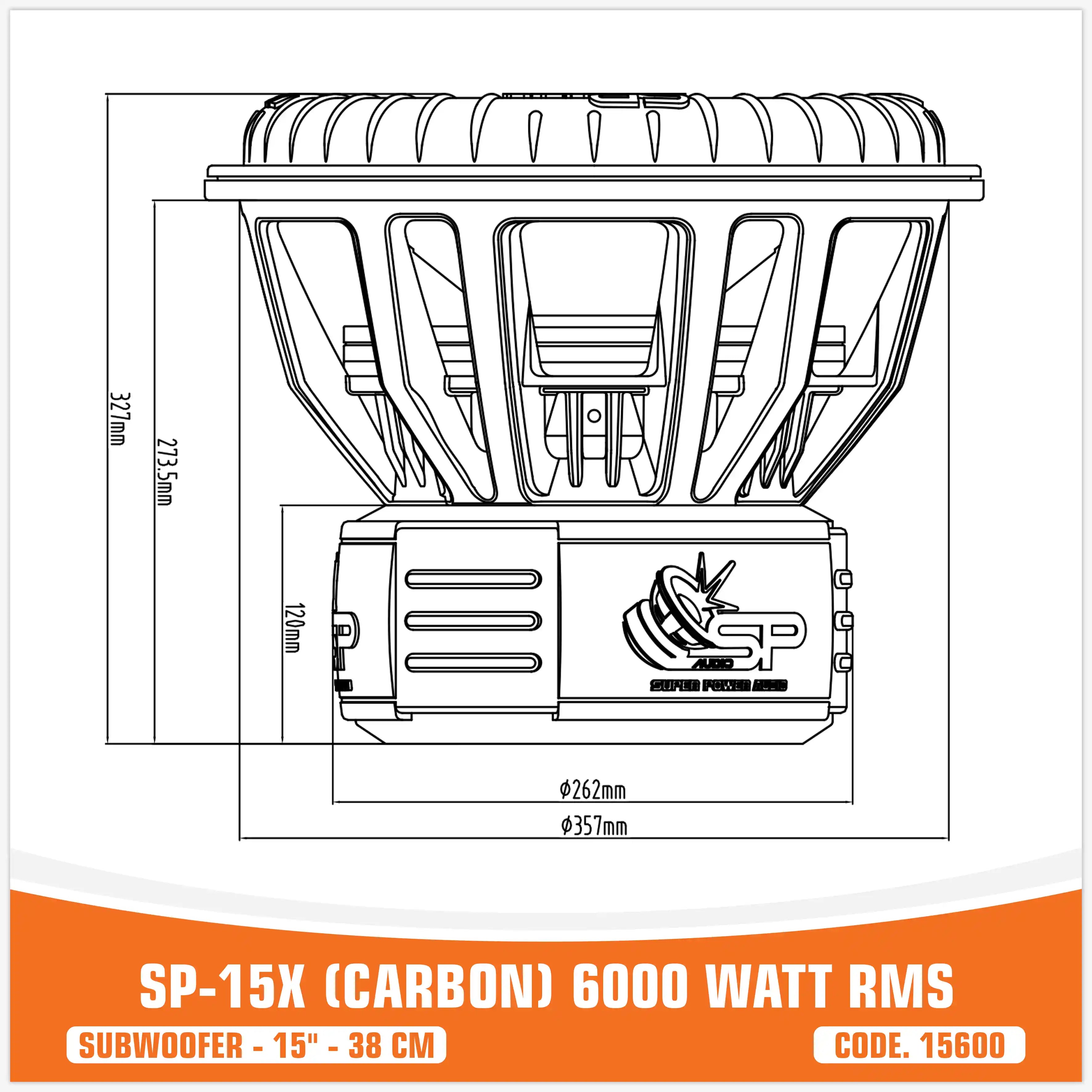 SP15X SUBWOOFER FIBRA DI CARBONIO 15"/38 CM 6000W RMS (PREZZO UNITARIO)