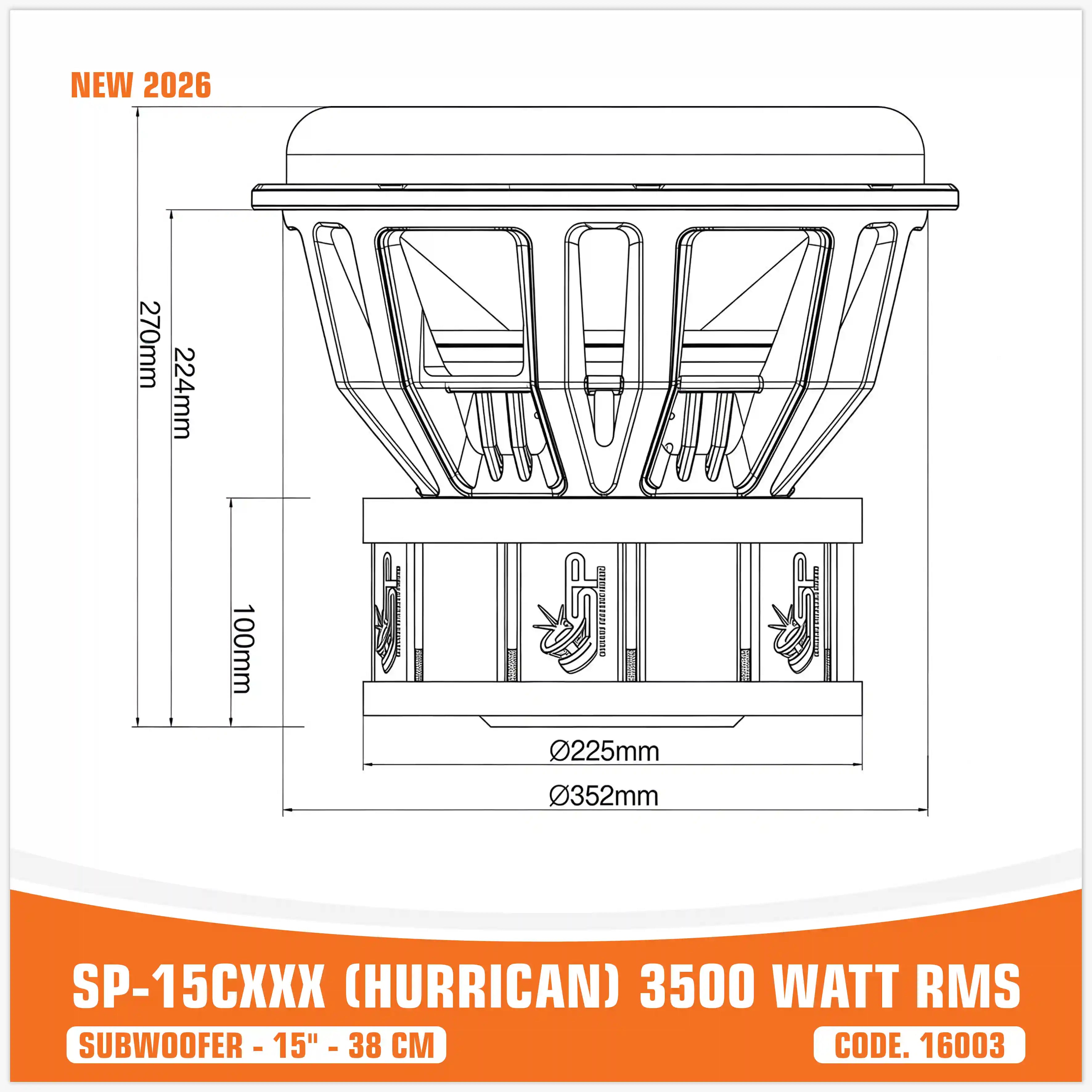 SP 15CXXX SUBWOOFER 15"/38CM BIG SORROUND 3500W RMS - NUOVO 2026 (PREZZO UNITARIO)