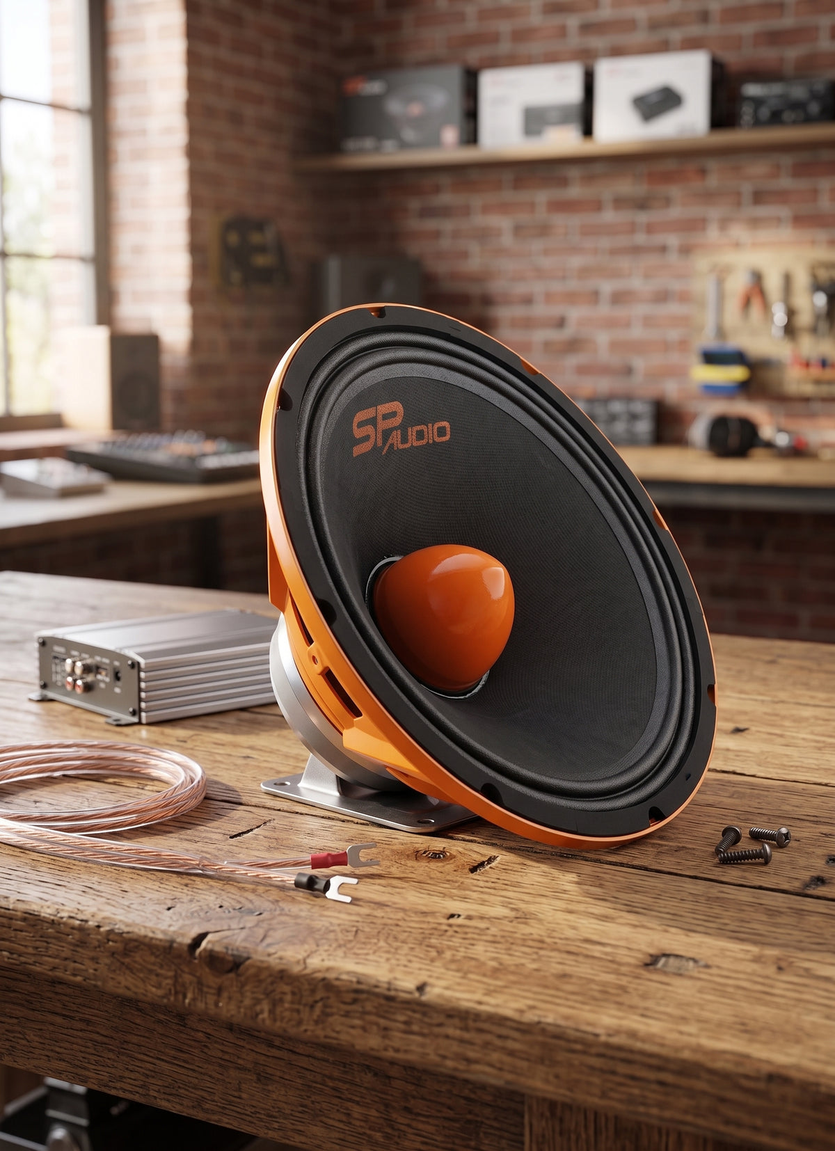 SP AUDIO SP 10MM NEO midrange in a car audio workshop