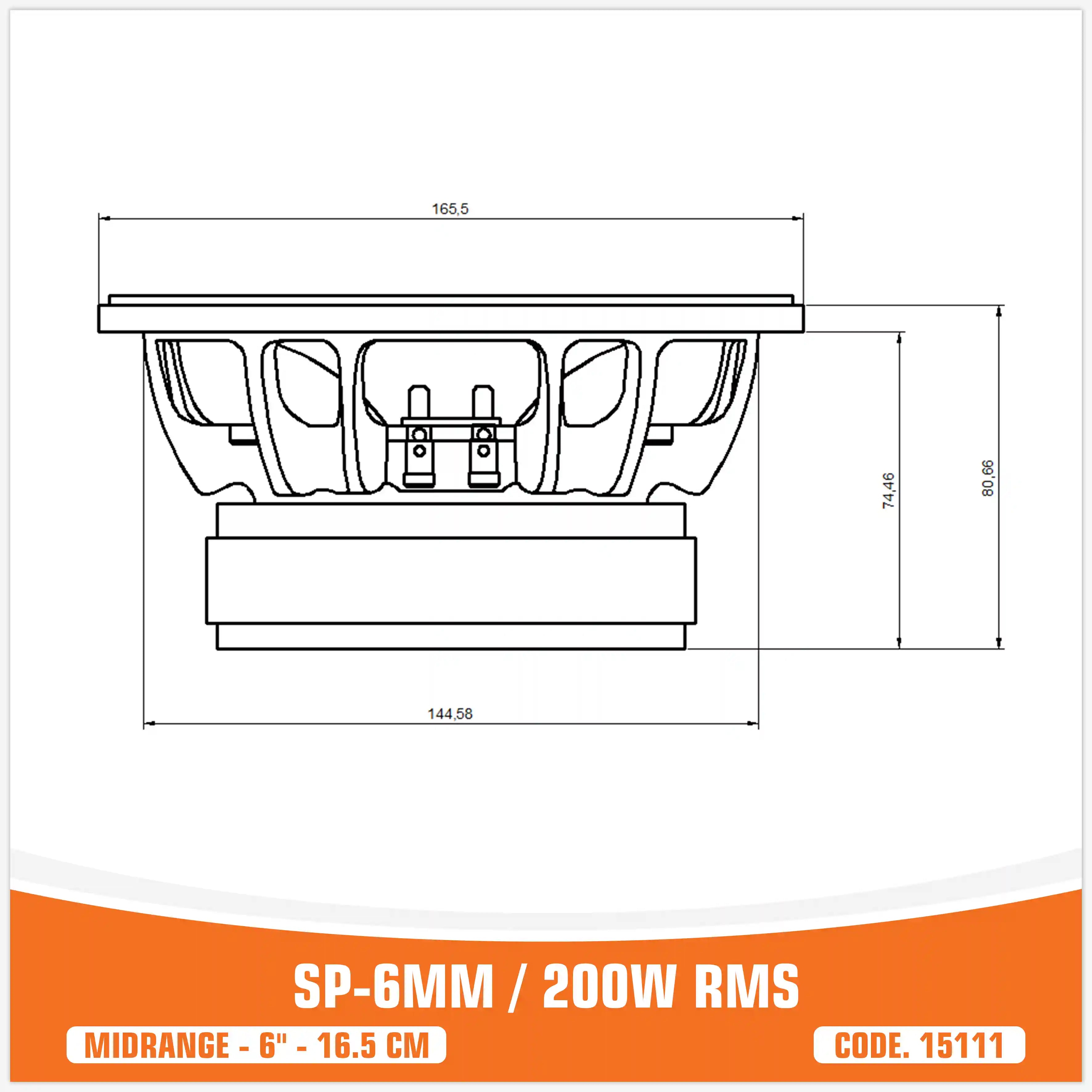 SP 6MM MIDRANGE EXTREME 6,5"/16,5CM 200W RMS (PREZZO A COPPIA) NUOVO MODELLO 2025