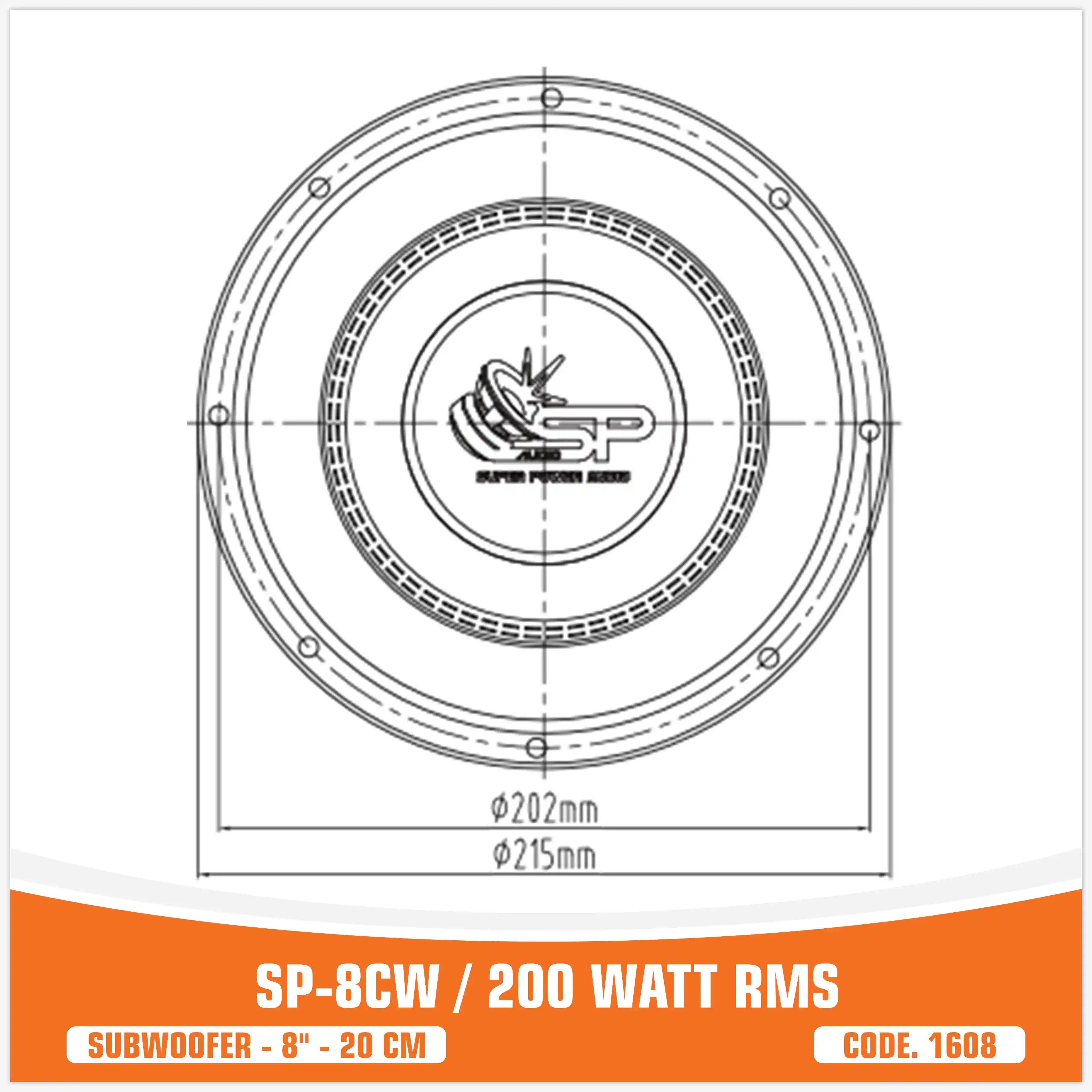 SP 8CW MIGLIOR PREZZO SUBWOOFER 8"/20CM 200WATT RMS (PREZZO SINGOLO)