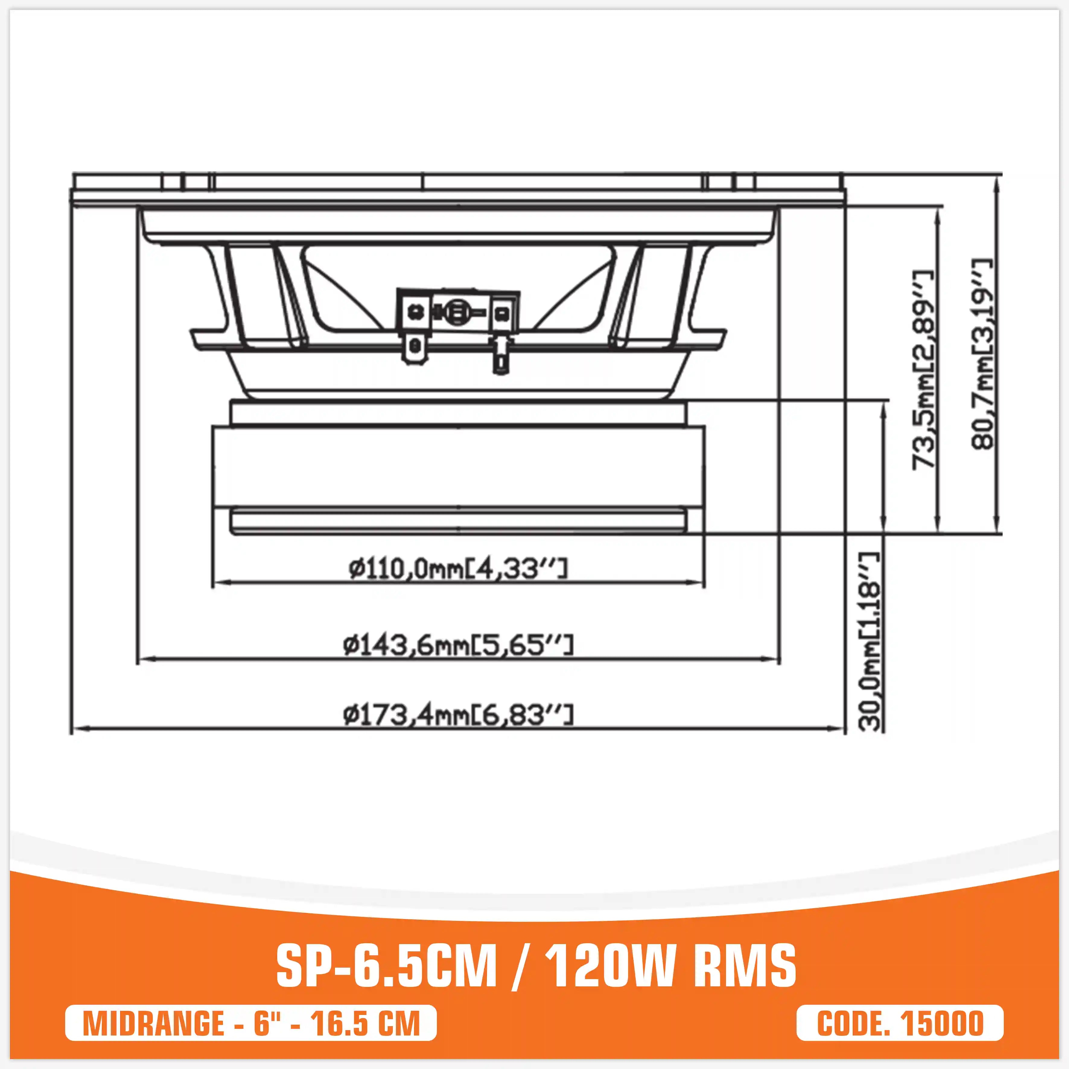 SP ALTOPARLANTE MIDRANGE 6,5CM BEST SELLER 6,5"/16,5CM 120W RMS (PREZZO PER COPPIA)