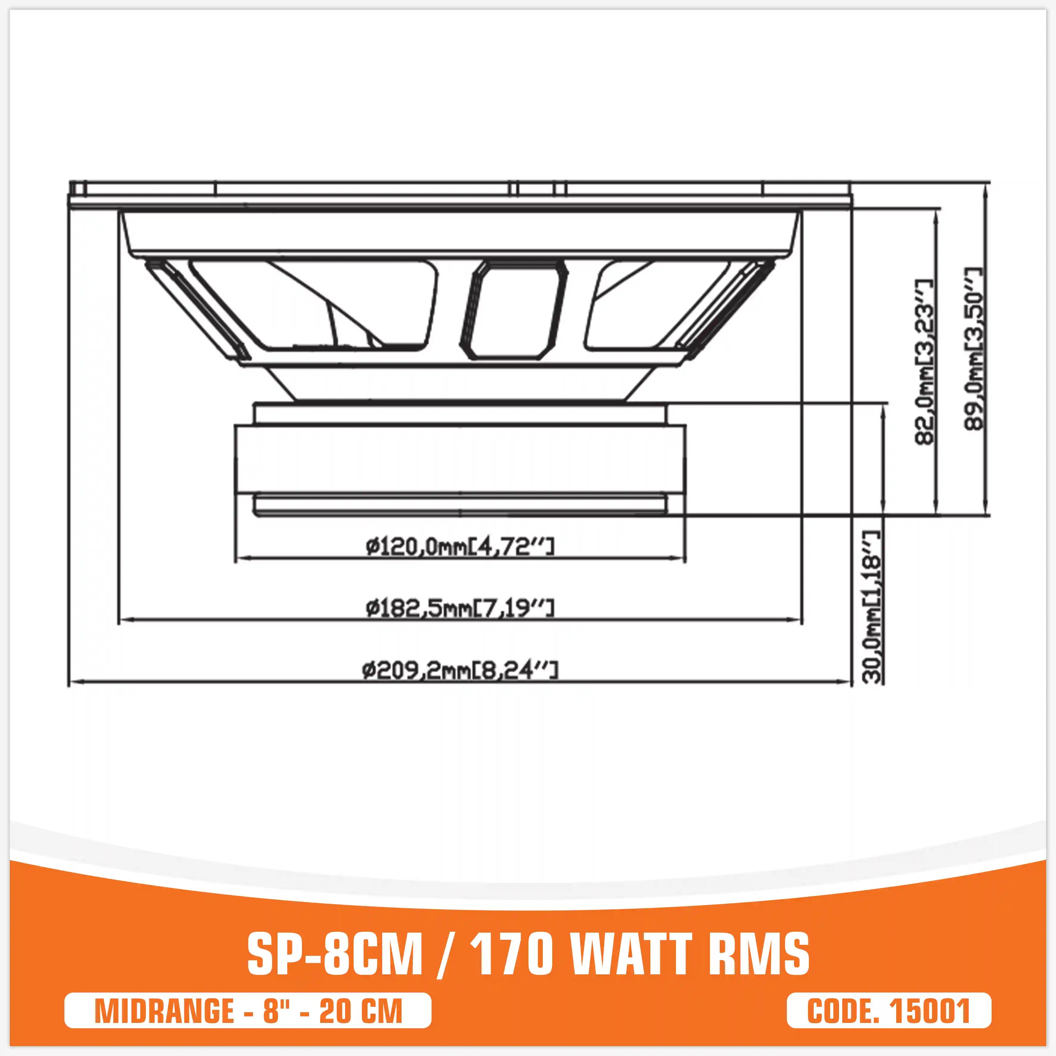 SP 8CM MIDRANGE IL PIù VENDUTO 8"/20CM 150W RMS (PREZZO COPPIA)