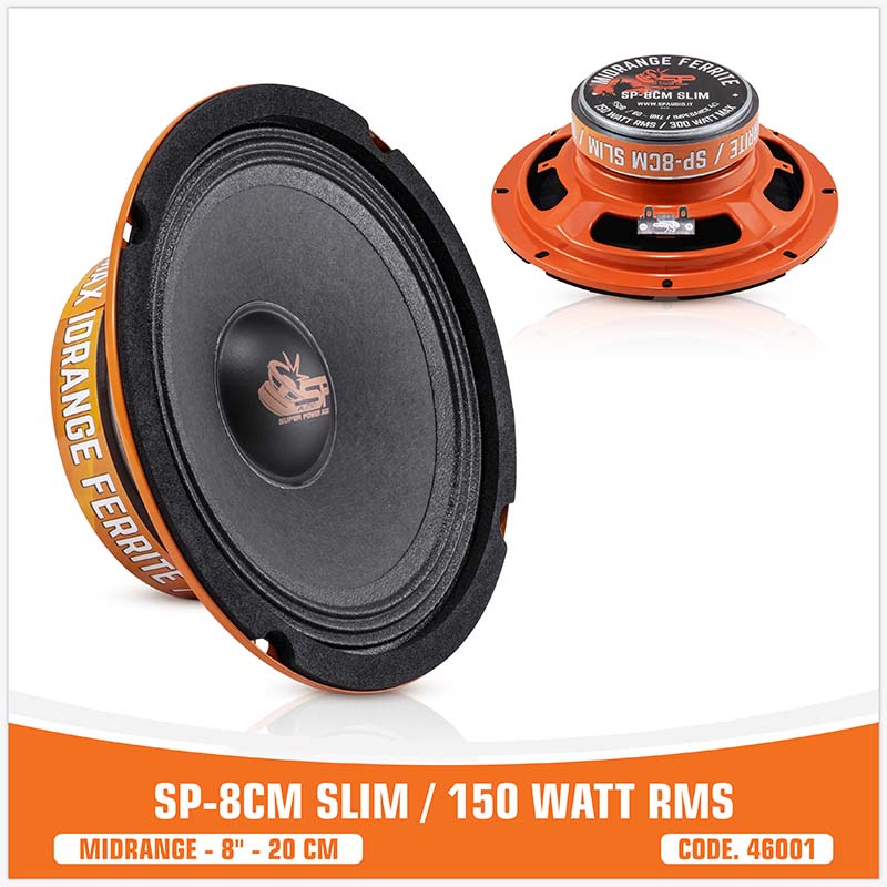 SP 8CM SLIM MEDIO RANGO SUPER DELGADO 8"/20CM 150W RMS (PRECIO POR PAR)