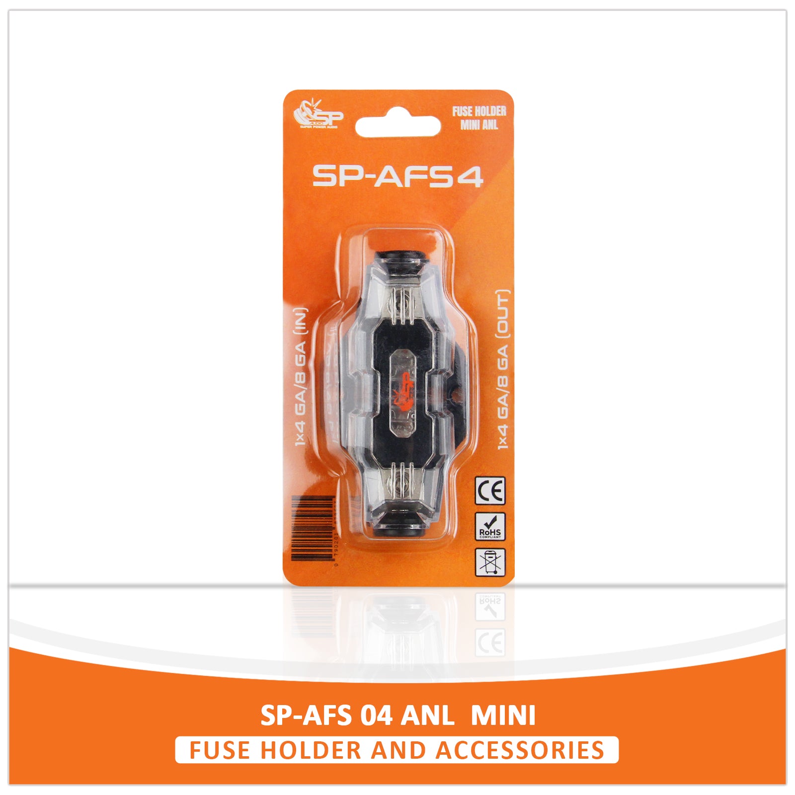 SP AFS 04  FUSEHOLDER MINI ANL 1x4GA/8GA IN + 1x4/8 GA  OUT