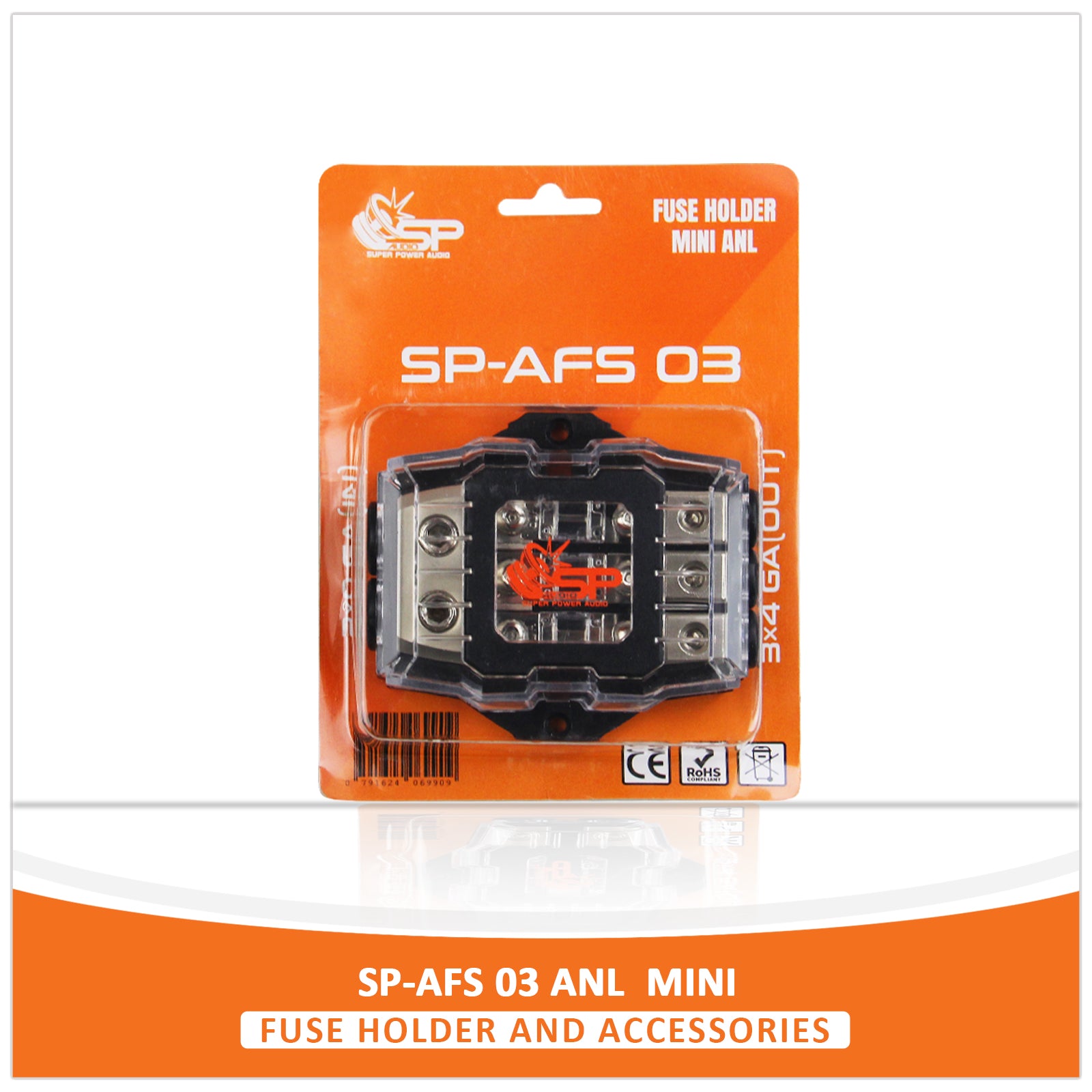 SP AFS 03  FUSEHOLDER MINI ANL 2x0GA IN 3x4GA  OUT