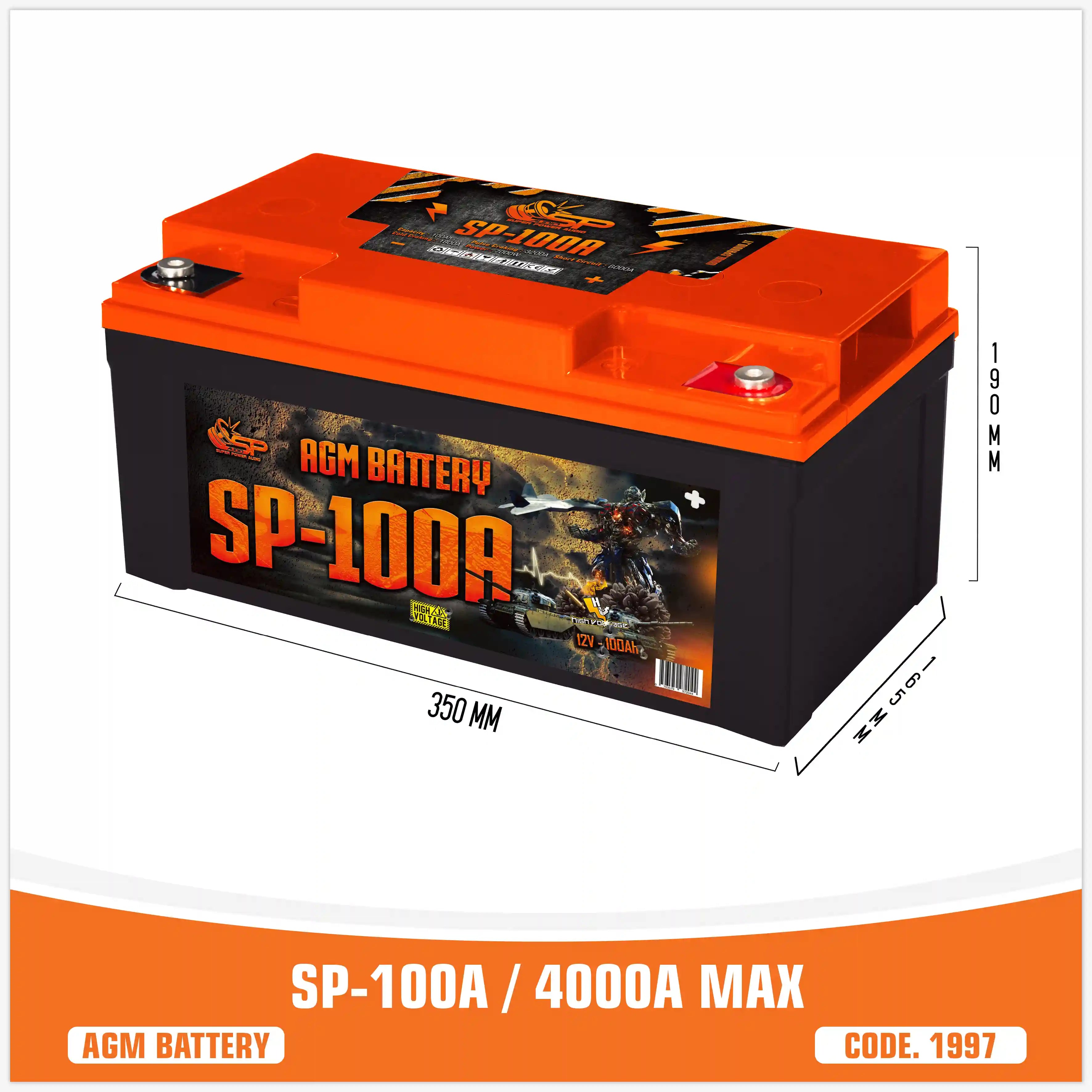 SP 100A AGM BATTERE LUNGA LUNGA SPL (PREZZO UNITARIO)