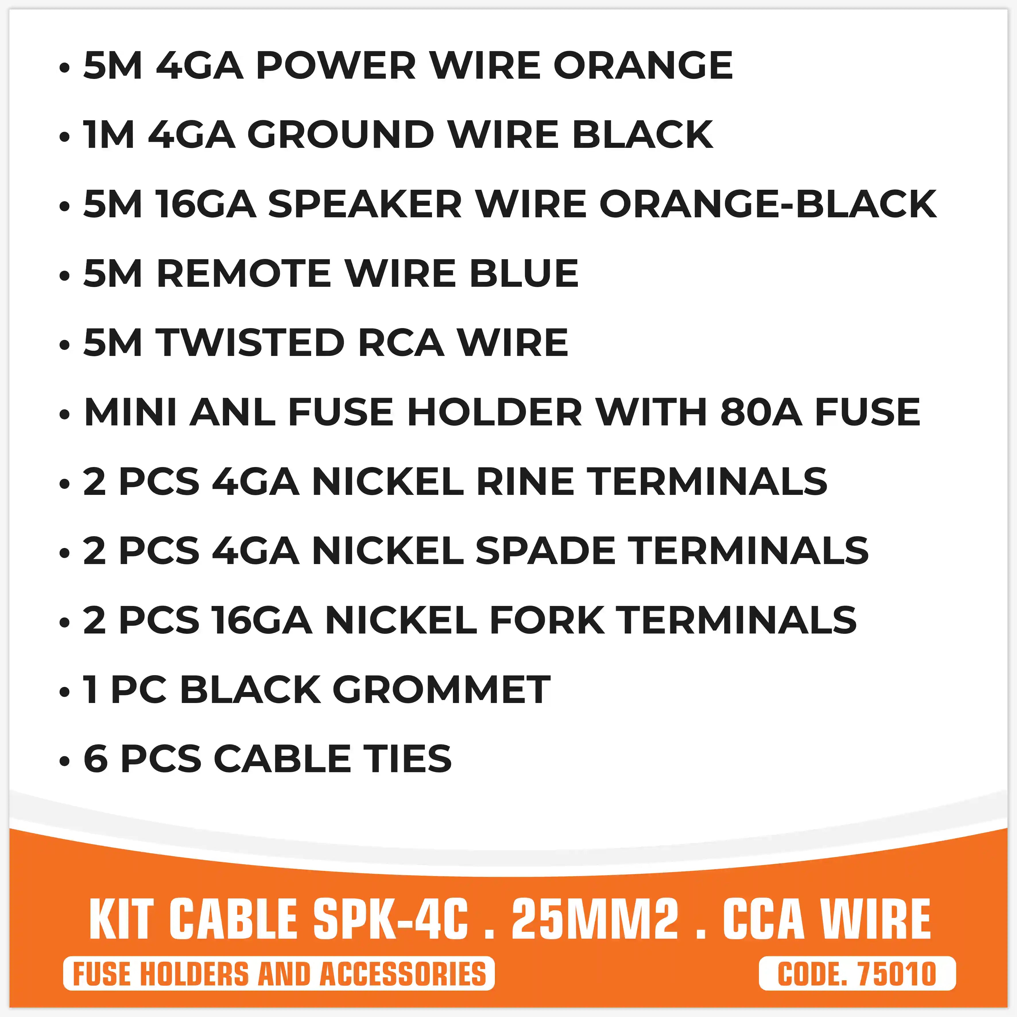 SP  KIT CAVI 4 AWG CCA (PREZZO PER CONFEZIONE)