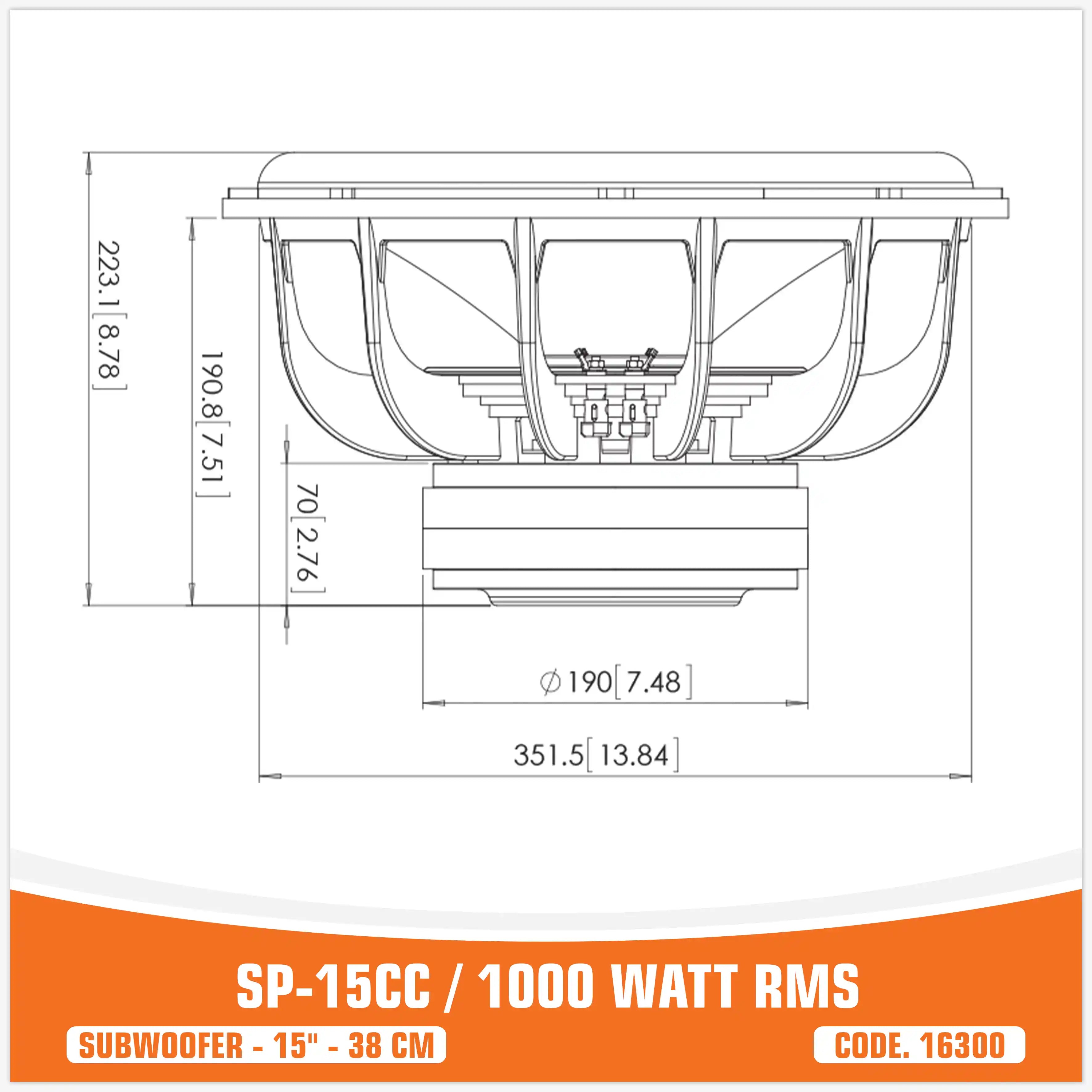 SP 15CC SUBWOOFER 15"/38CM 1000WATT RMS (PREZZO UNITARIO)