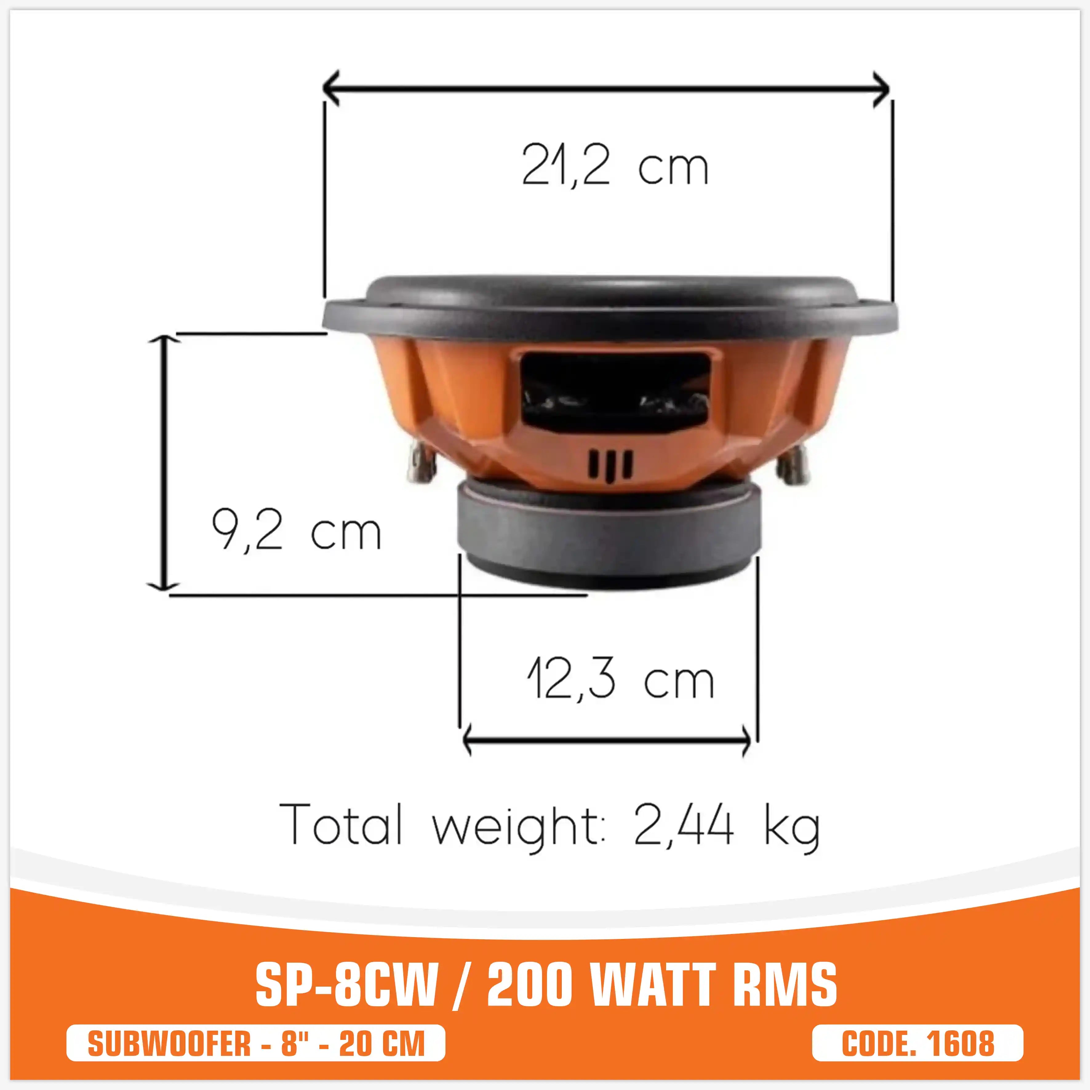 SP 8CW MIGLIOR PREZZO SUBWOOFER 8"/20CM 200WATT RMS (PREZZO SINGOLO)