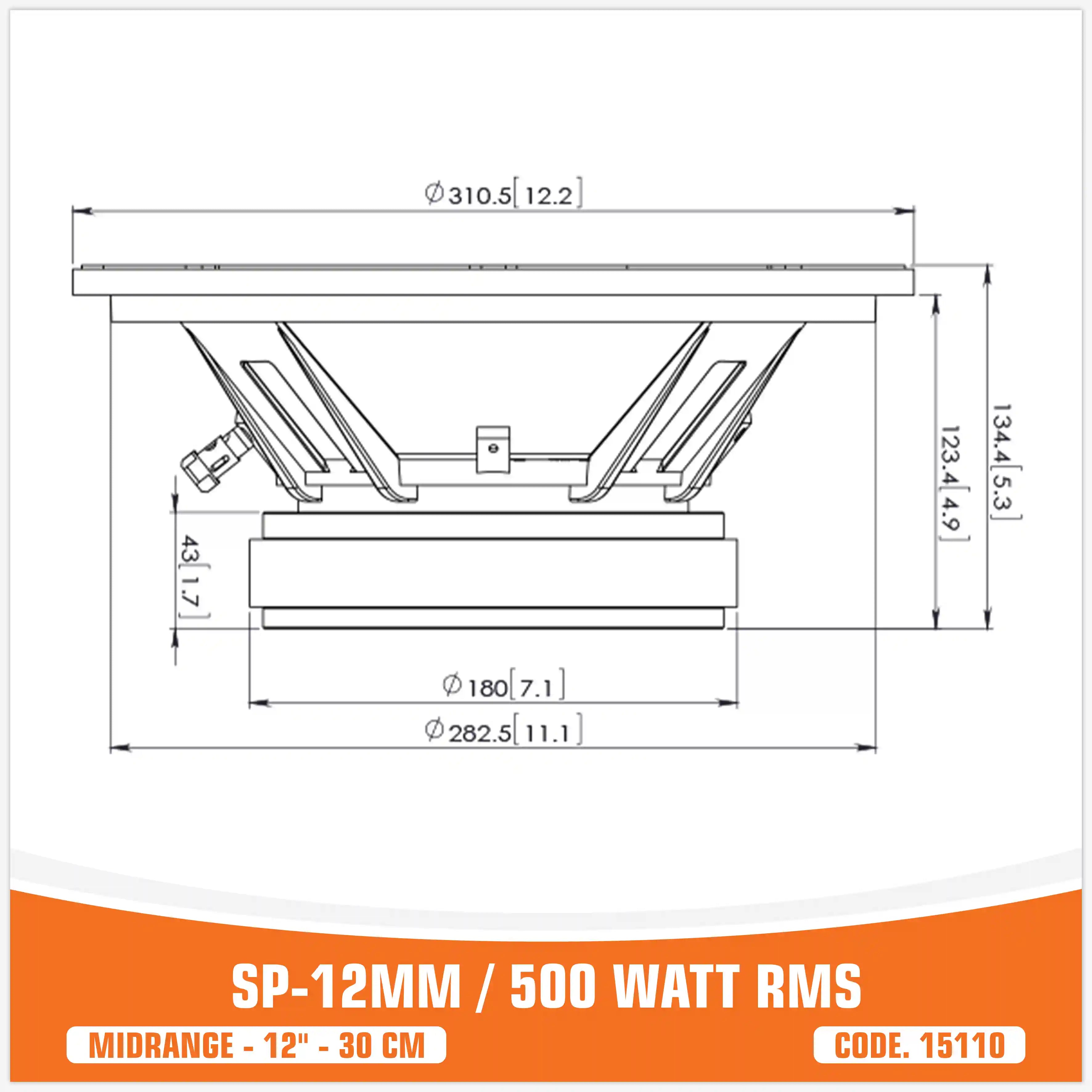 SP 12MM MIDRANGE ESTREMO 12"/30CM  500W RMS (PREZZO SINGOLO)