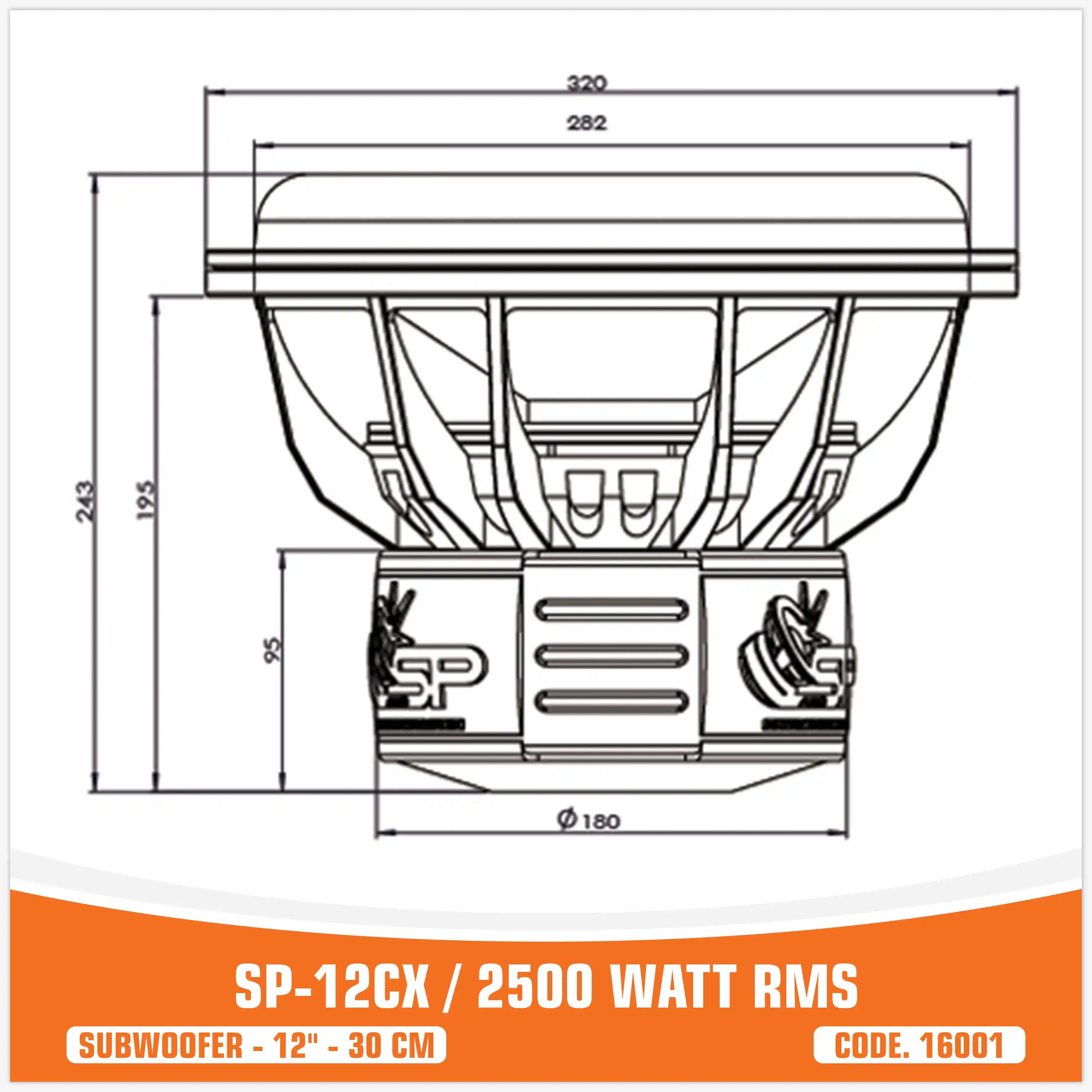 SP 12CX SUBWOOFER 12"/30CM 2500WATT RMS (PREZZO SINGOLO)