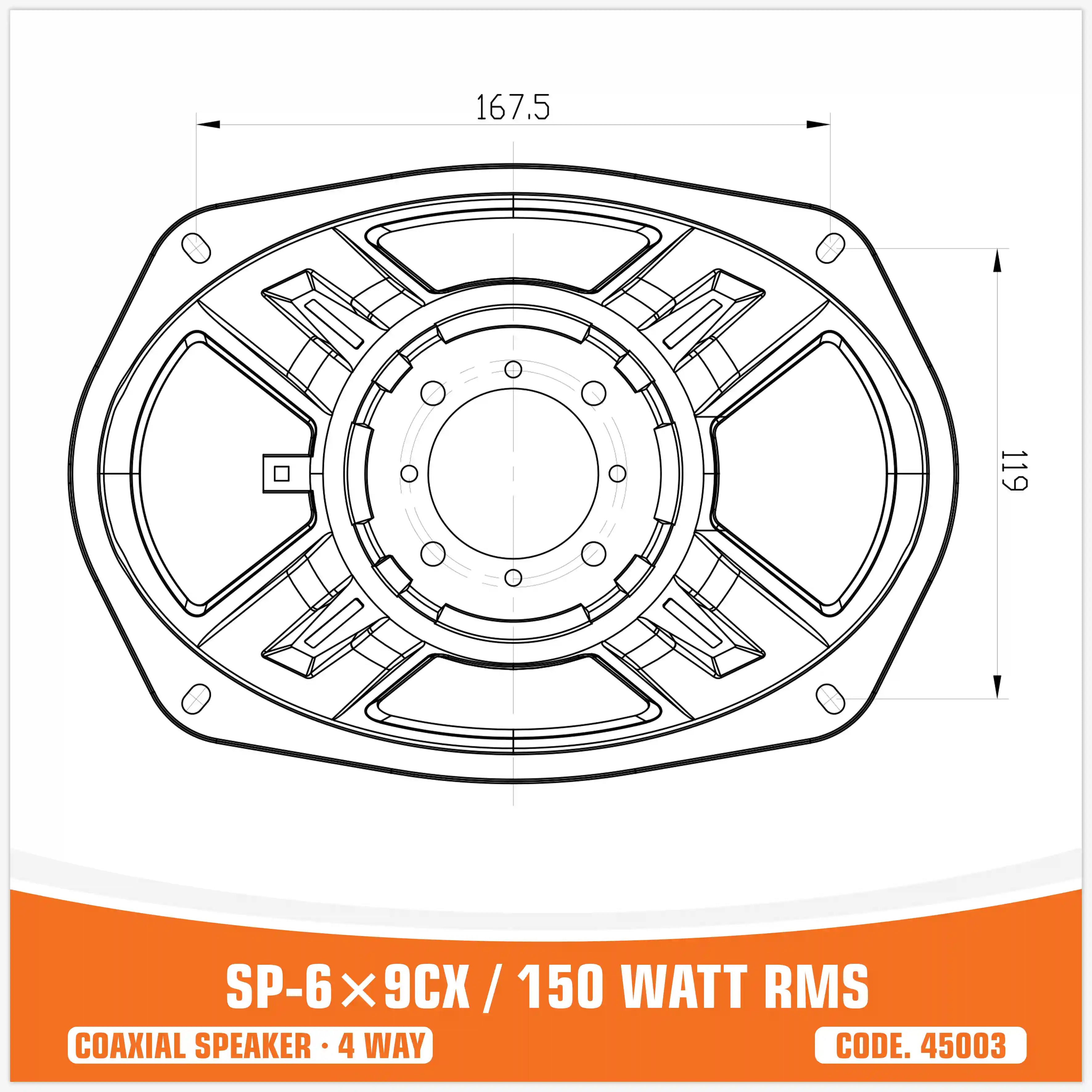 SP 6X9CX STOPAKERS COASSIALE 6X9"/16X22CM 150W RMS (PREZZO DI COPPIA)