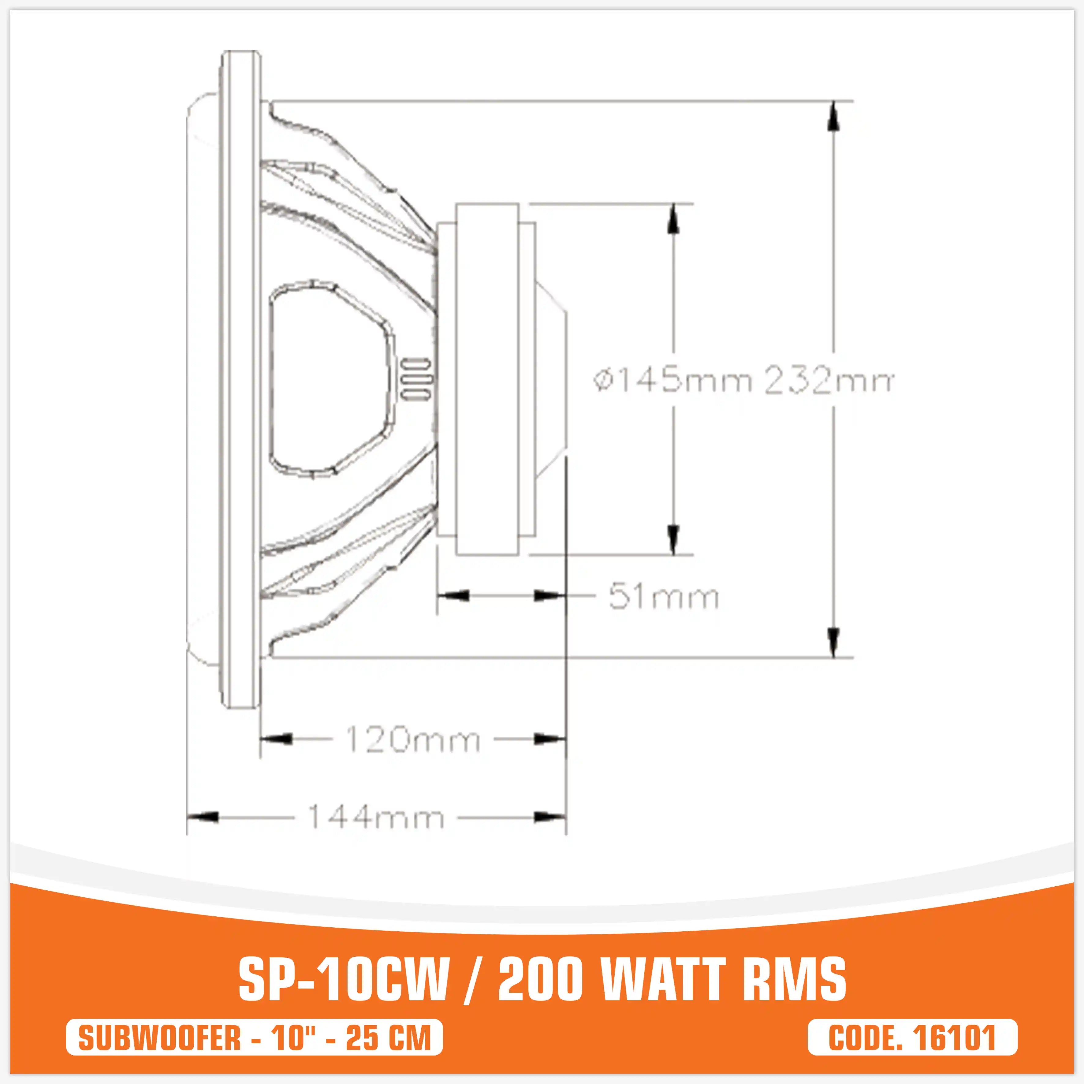 SP 10CW MIGLIOR PREZZO SUBWOOFER 10"/25CM 200WATT RMS (PREZZO SINGOLO)