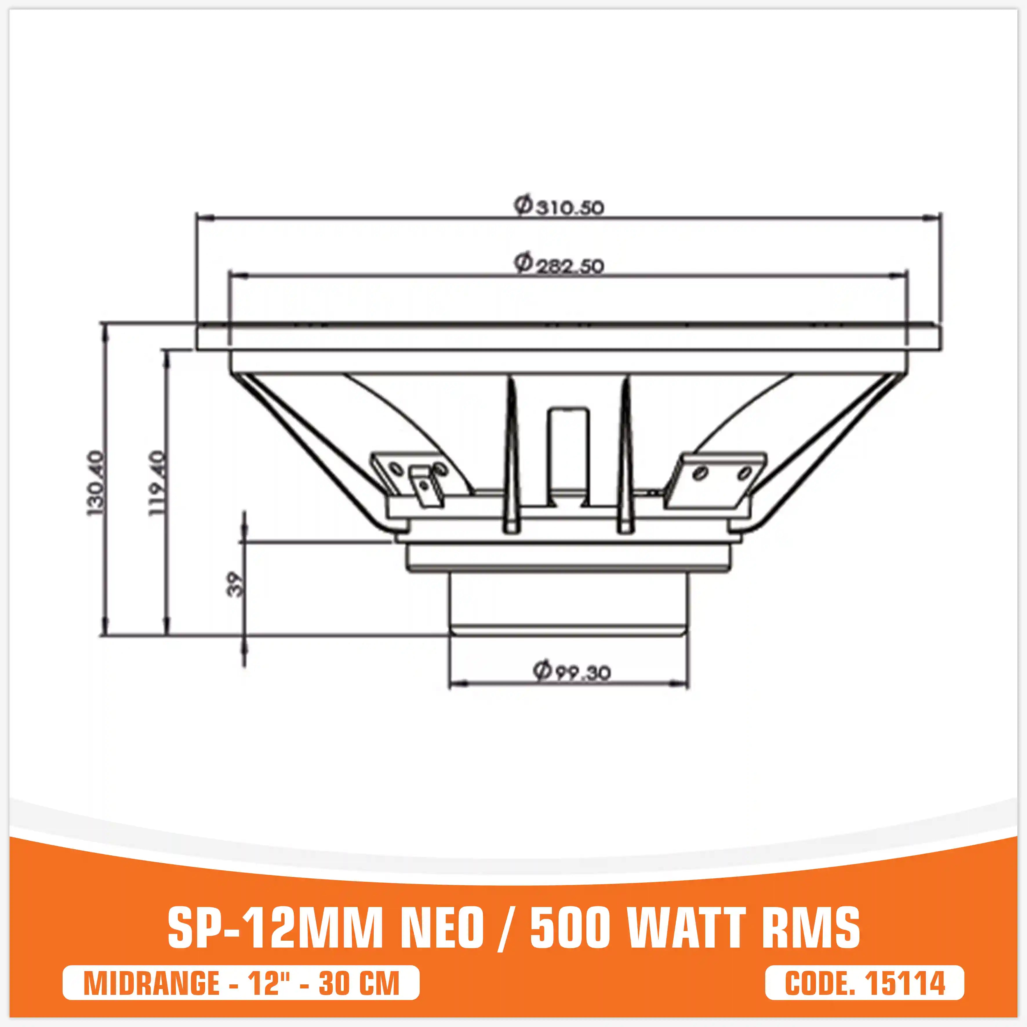 SP 12MM NEO MIDRANGE ESTREMO 12"/30CM MAGNETE NEODIMIO 500W RMS (PREZZO UNITARIO)