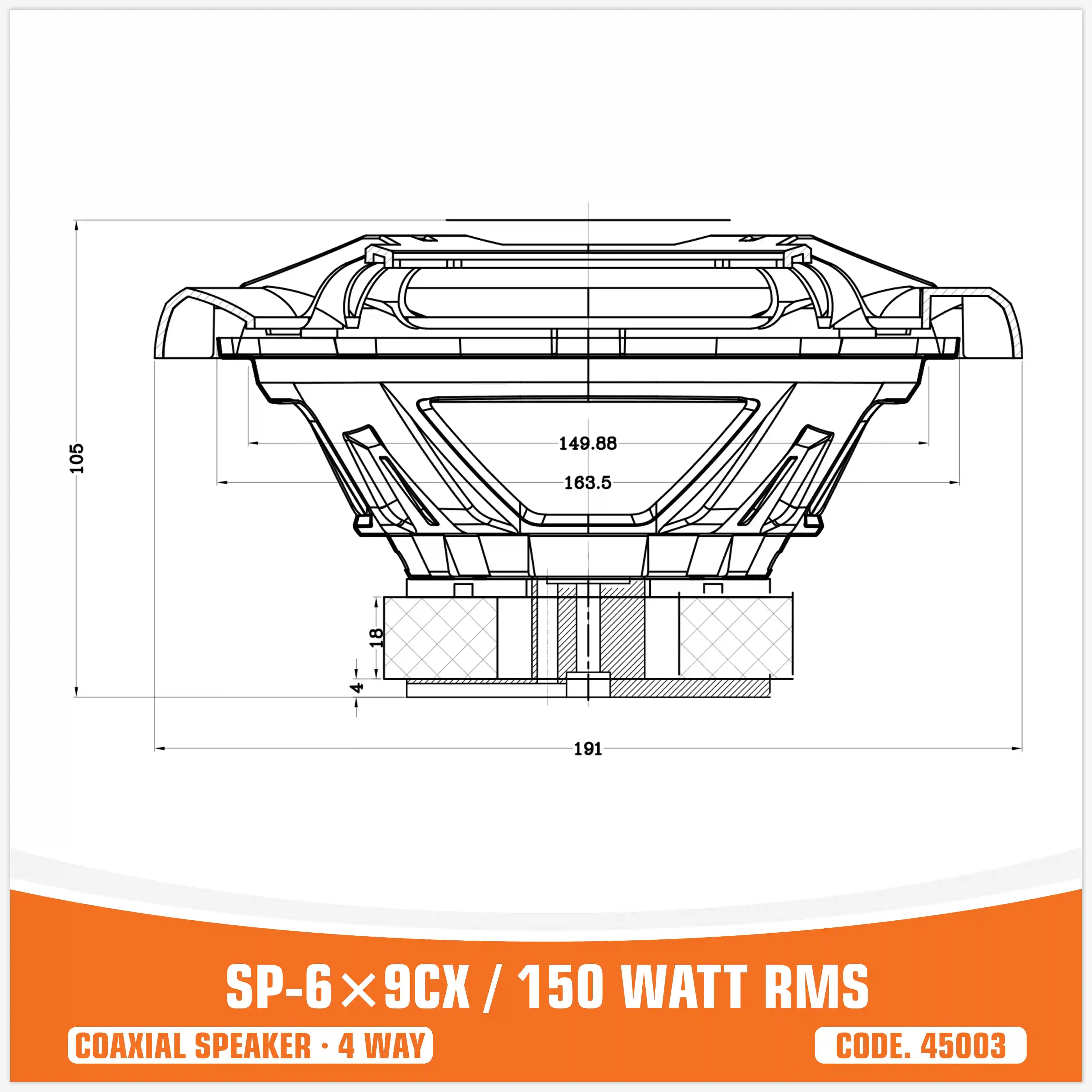 SP 6X9CX STOPAKERS COASSIALE 6X9"/16X22CM 150W RMS (PREZZO DI COPPIA)