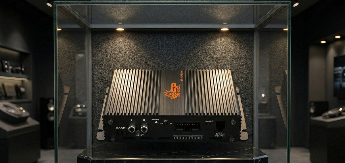 SP-DSP 60x4 4-channel DSP amplifier on display in an SP Audio showroom