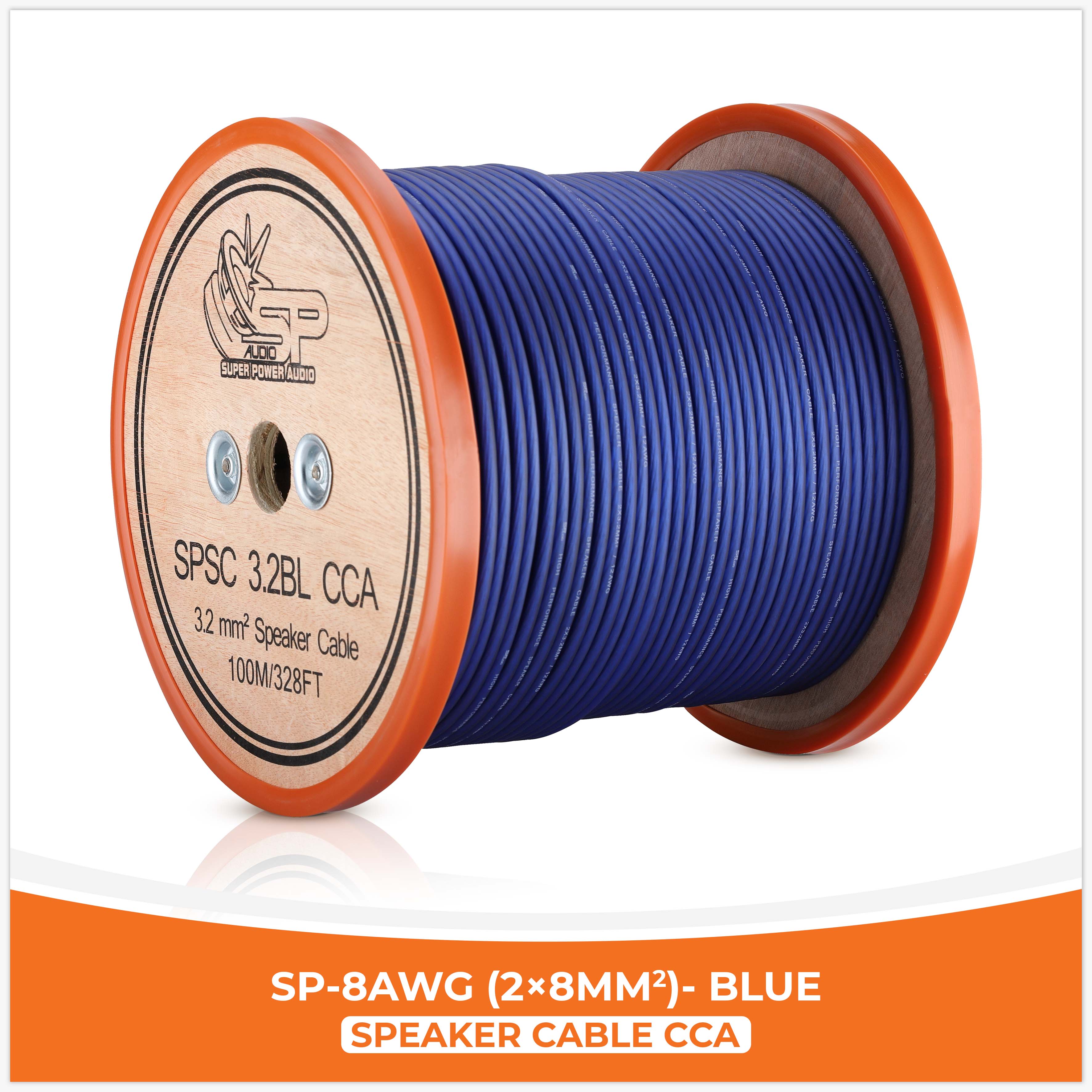 (SP -8AWG CCA - 2 × 8mm آبی) (رول 100 متری)