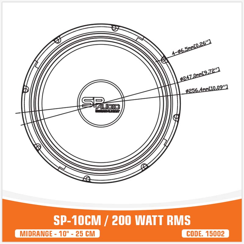 SP 10CM MEDIO RANGO "MÁS VENDIDO" 10"/25CM 200W RMS (PRECIO POR PAR) 